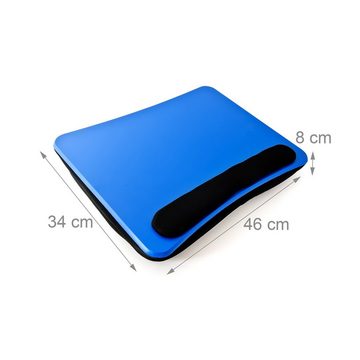 relaxdays Laptop Tablett 2 x Laptopkissen mit Handauflage Blau, Faserplatte