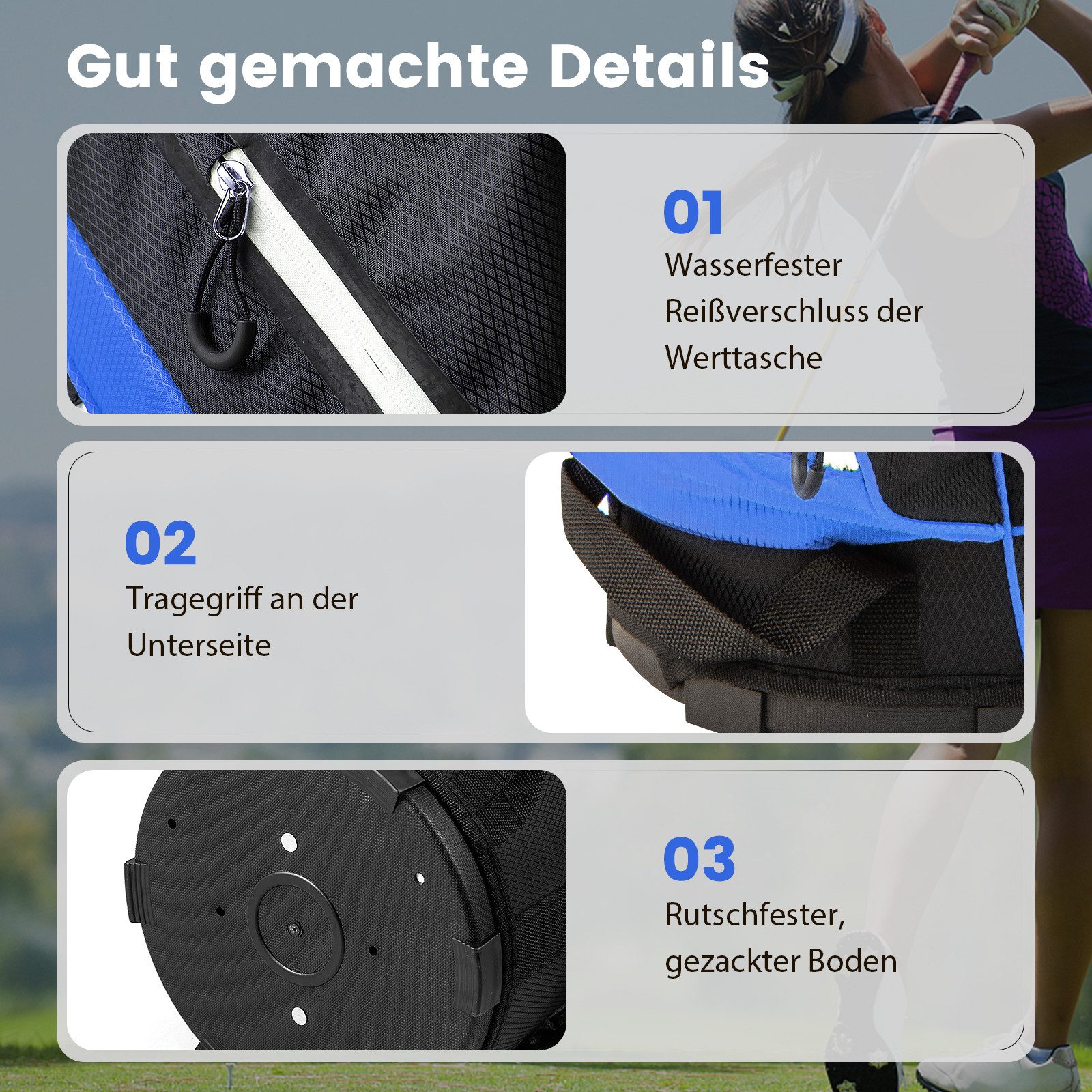 COSTWAY Golfballtasche, Golfschlägertasche mit 14 Fächern & Regenschutz