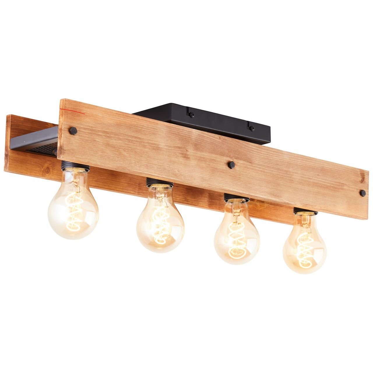 schwarz/holzfarbend, A60, Lampe, Calandra Deckenleuchte Calandra, E27, 4flg Deckenleuchte 4x 4 Brilliant