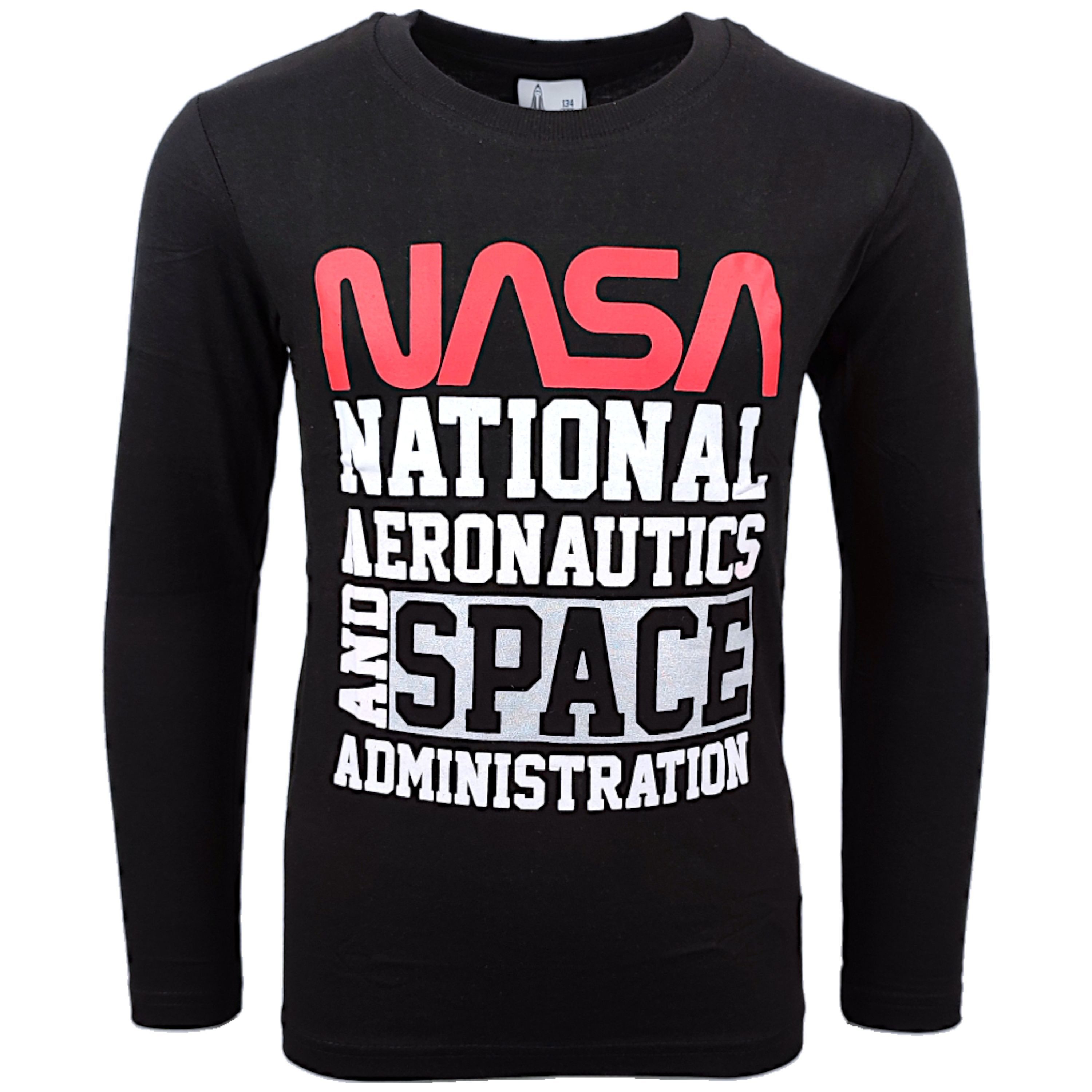 NASA Langarmshirt mit dem NASA-Logo Jungen Shirt aus Baumwolle Gr. 134 - 164 cm