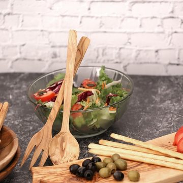 Lantelme Salatbesteck Holz Salatbesteck (Spar-Set, 2-tlg., Löffel, Gabel, 8624), 100% Olivenholz, extrem robust, einzigartige Maserung