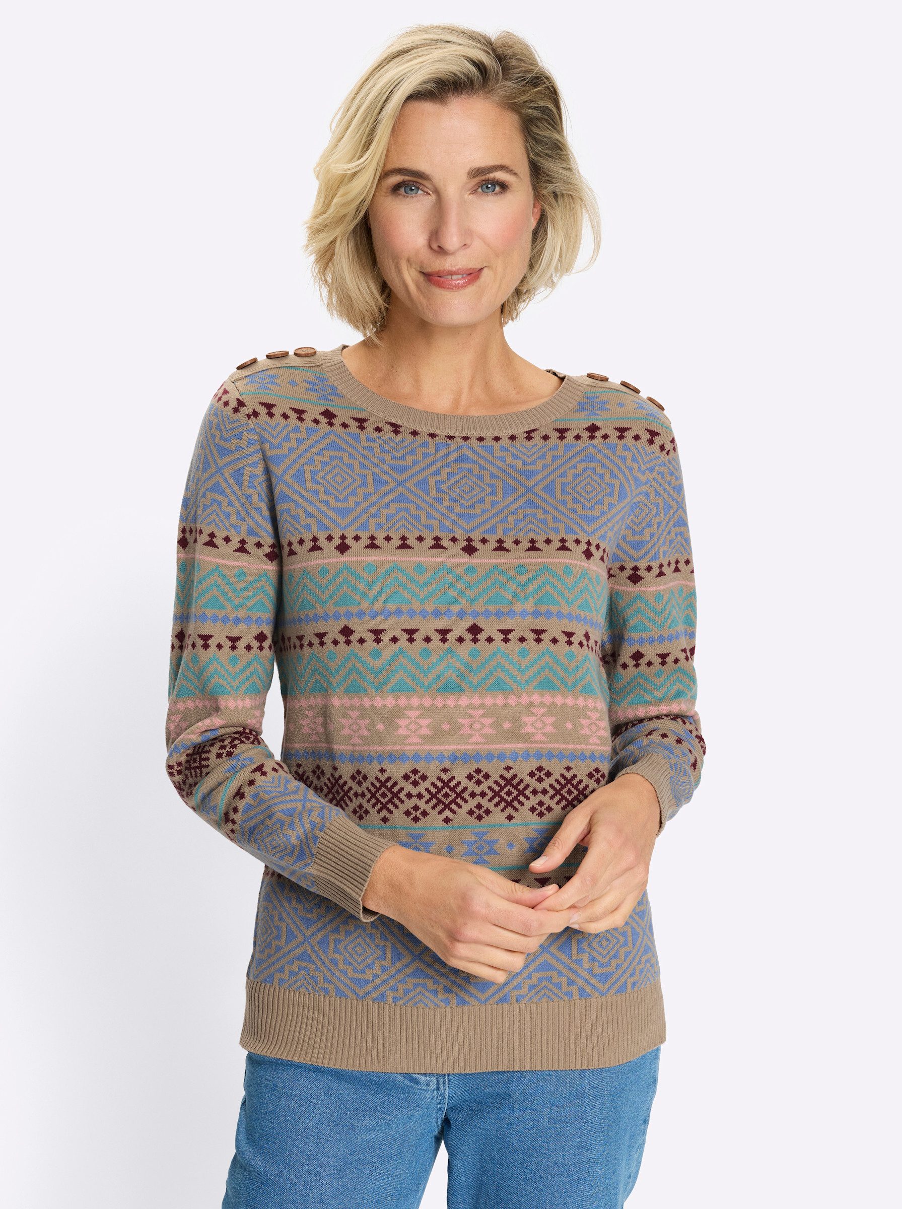 Sieh an! Strickpullover Langarm-Pullover Langarm Jacquard