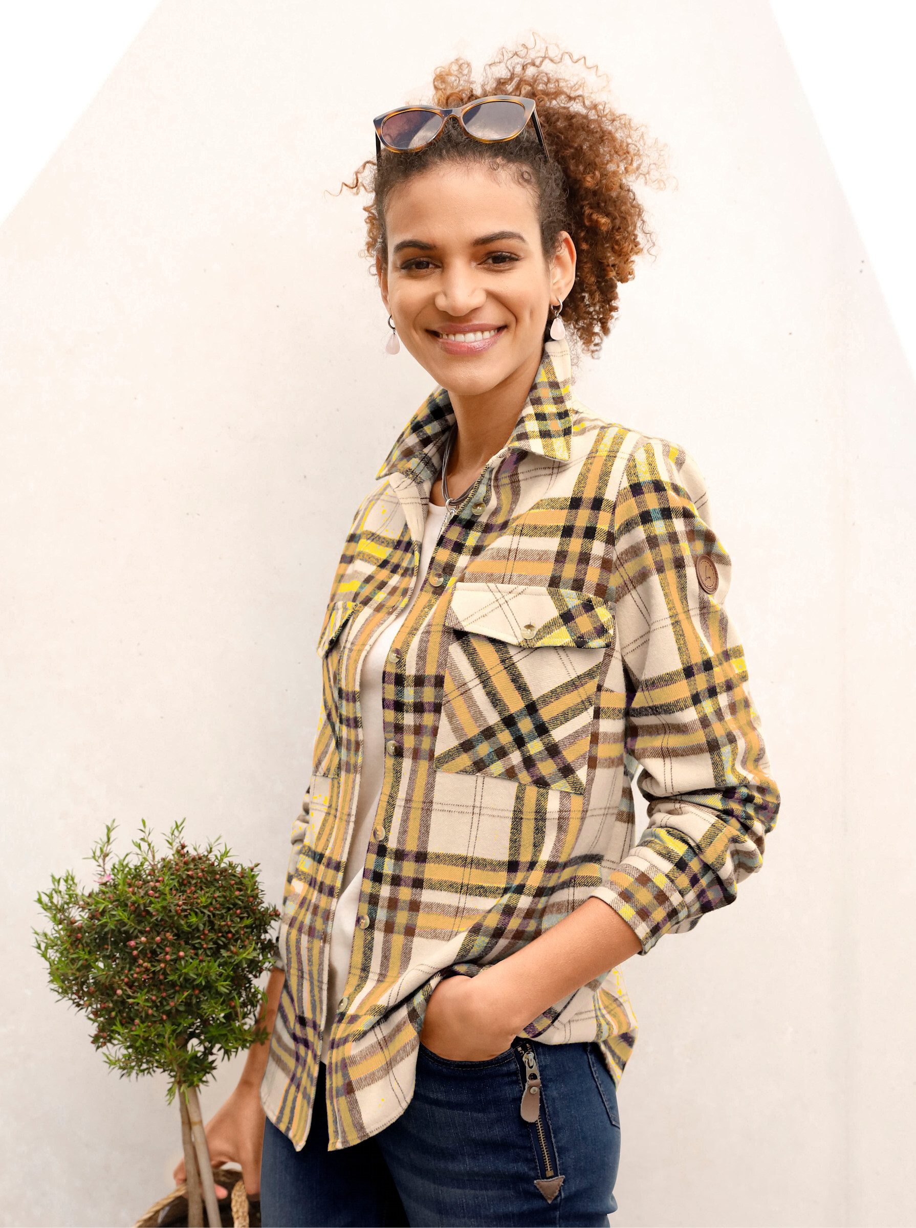 Witt Klassische Bluse Flanell-Bluse Langarm