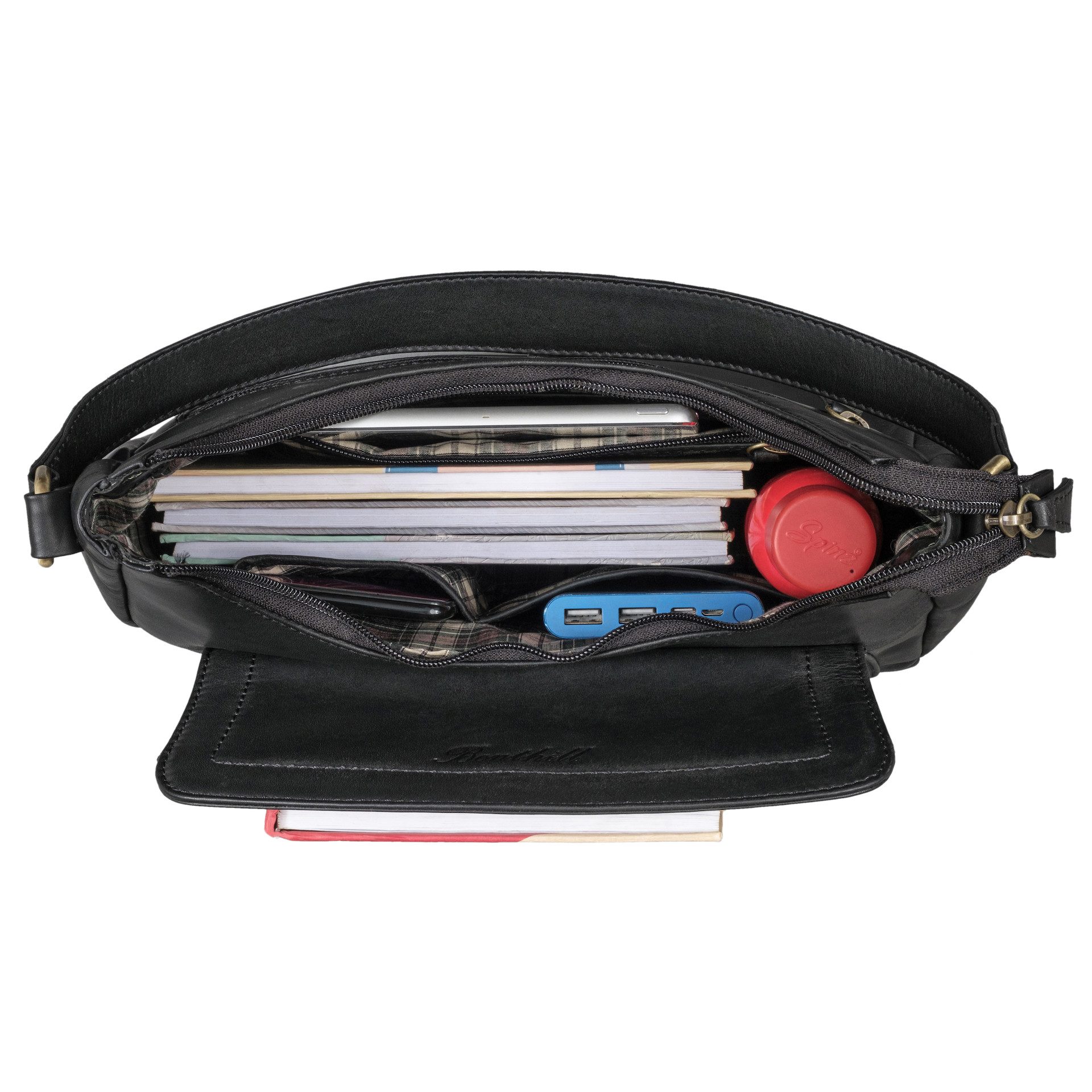 Benthill Handtasche Damen Echt Leder Schultertasche Umhängetasche Ledertasche Umhängegurt, Schultergurt / Umhängegurt Reißverschlussfach