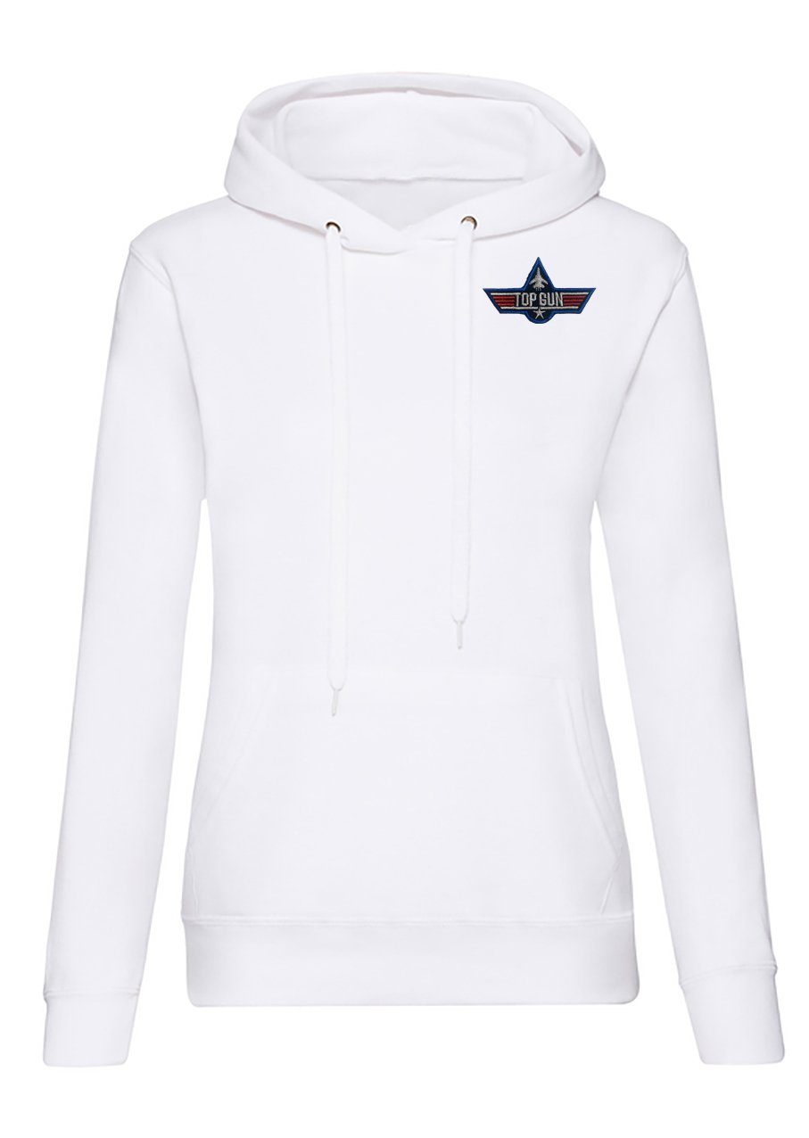 Blondie & Brownie Hoodie Damen Top Gun Brust Stick F-14 Tomcat Vintage Film Kino Maverick mit Kapuze, Bestickt