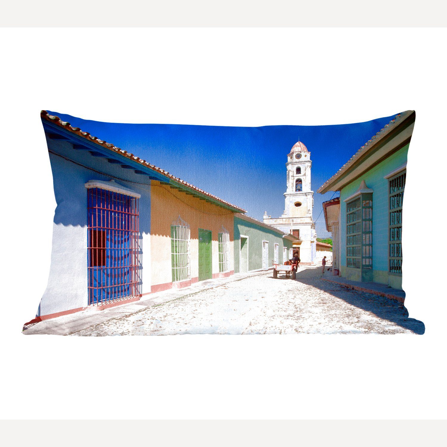 MuchoWow Dekokissen Bunte Gebäude im nordamerikanischen Kuba, Wohzimmer Dekoration, Zierkissen, Dekokissen mit Füllung, Schlafzimmer
