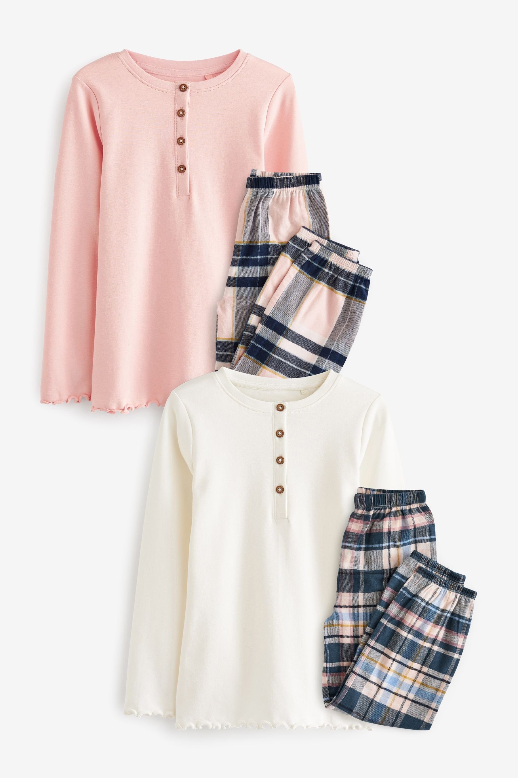 Next Pyjama 2 Schlafanzüge mit gewebter Jogginghose (4 tlg) Pink/White