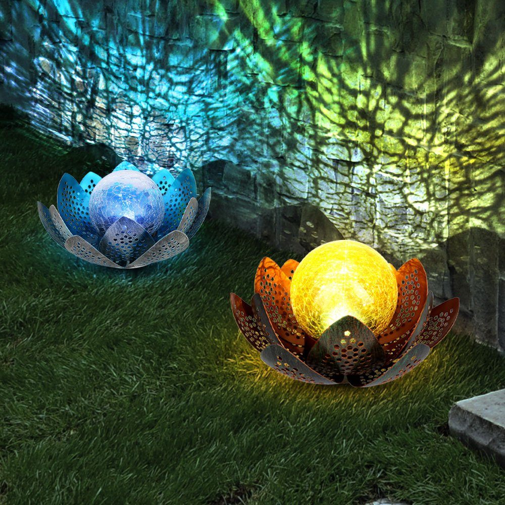 LED Solarleuchte, Asia Garten Lotusblüte Deko Solar Lotusblüte