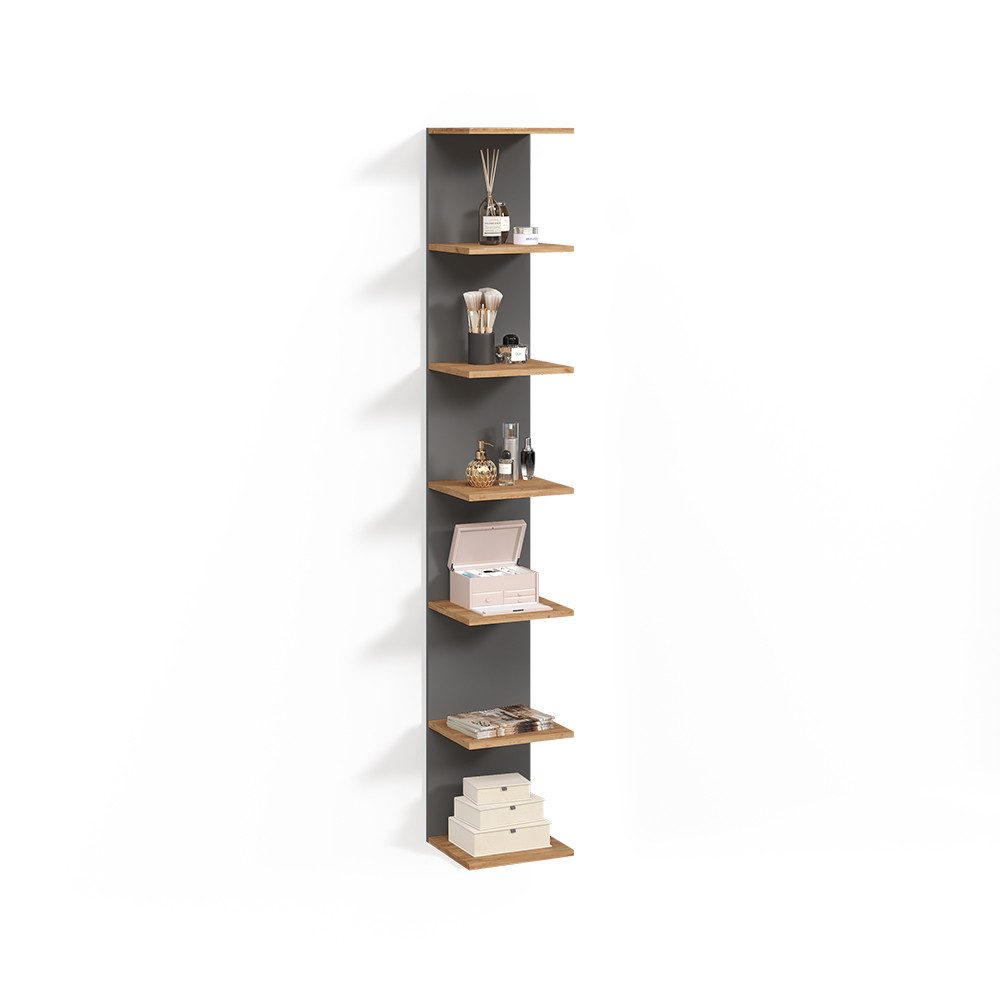 Livinity® Bücherregal Vesuvio, Anthrazit/Goldkraft Eiche, 30 x 190 cm, 1-tlg.