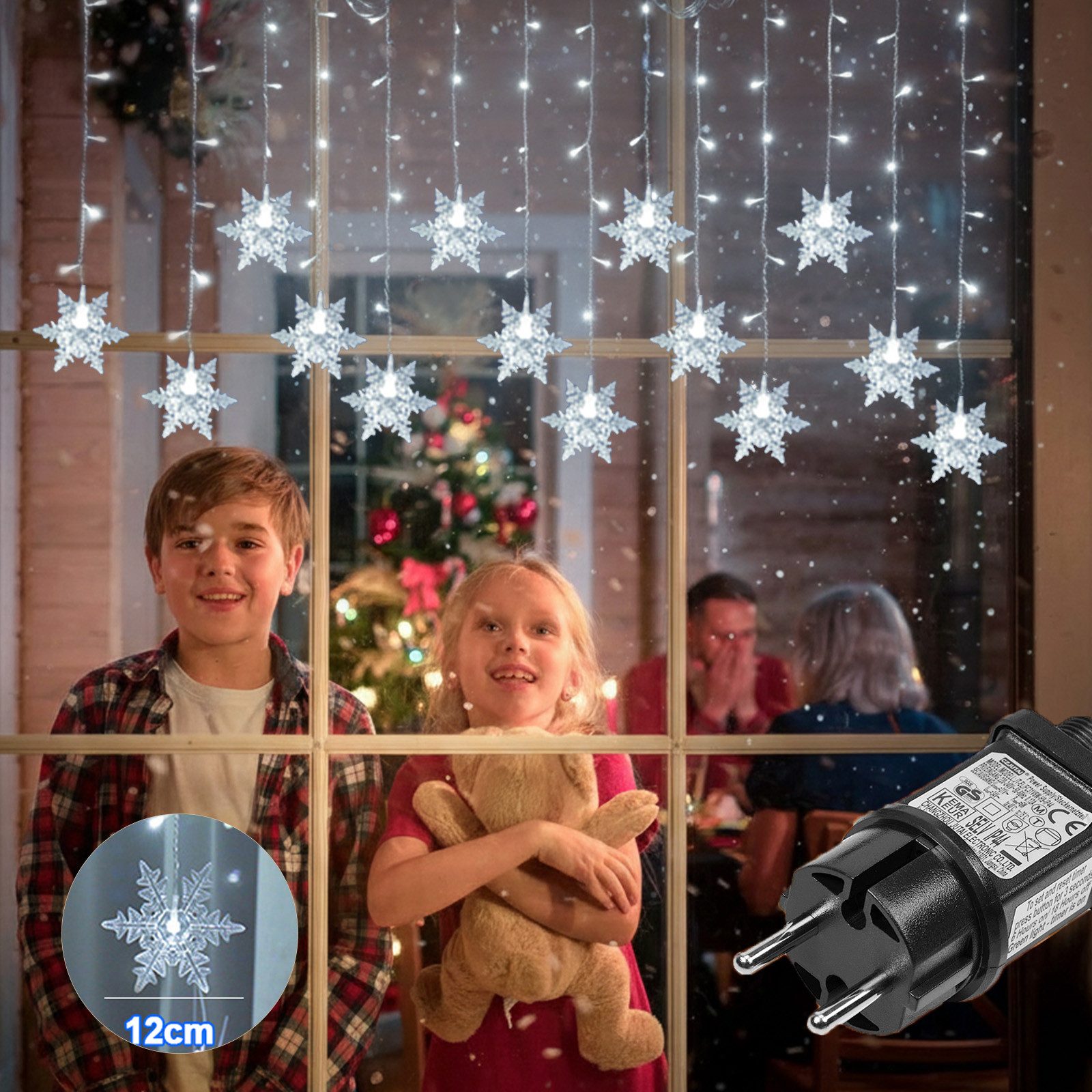Qualra LED-Lichtervorhang Weihnachts LED Schneeflocken Lichterkette, 8 Modi günstig online kaufen