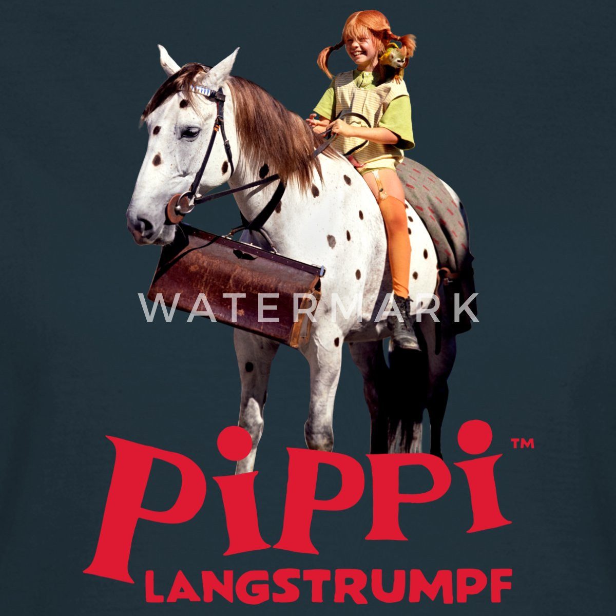 Spreadshirt T-Shirt Pippi Langstrumpf Reitet Auf Kleiner Onkel Frauen T-Shirt (1-tlg) Slim Fit, fällt klein aus