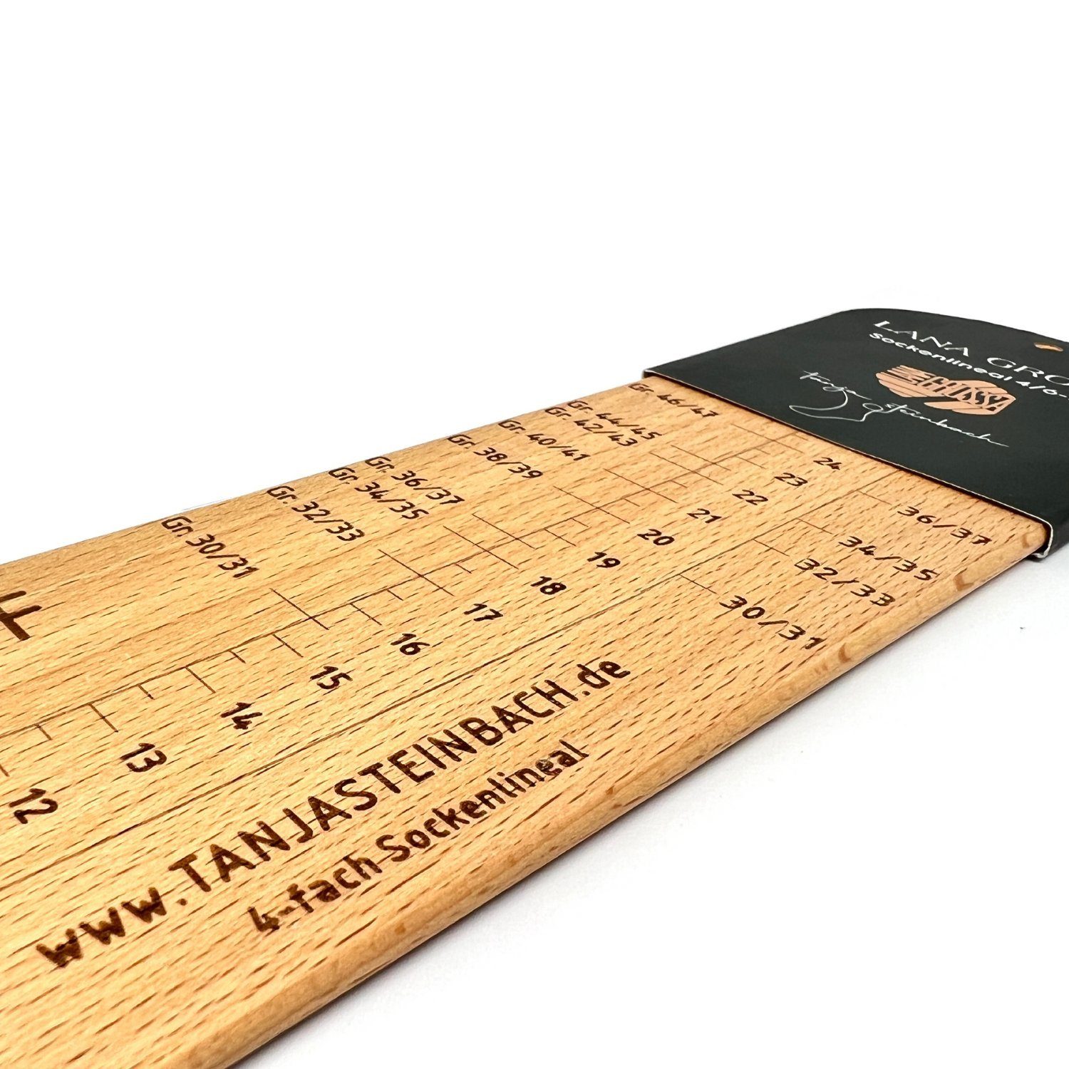 LANA GROSSA Stricknadeln Sockenlineal 4-fach und 6-fach von Tanja Steinbach, Präzises Stricken mit Maßeinheiten für Größe 30-47