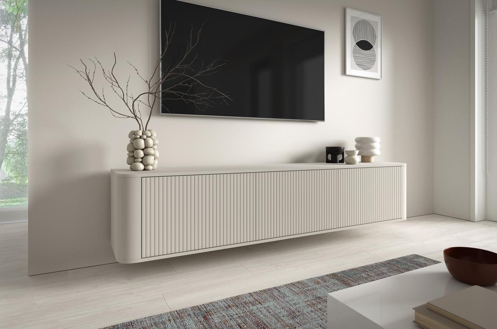 Compleo TV-Schrank modern und Japandi Design, Lowboard 200 cm breit MADE IN EU, TOPSELLER