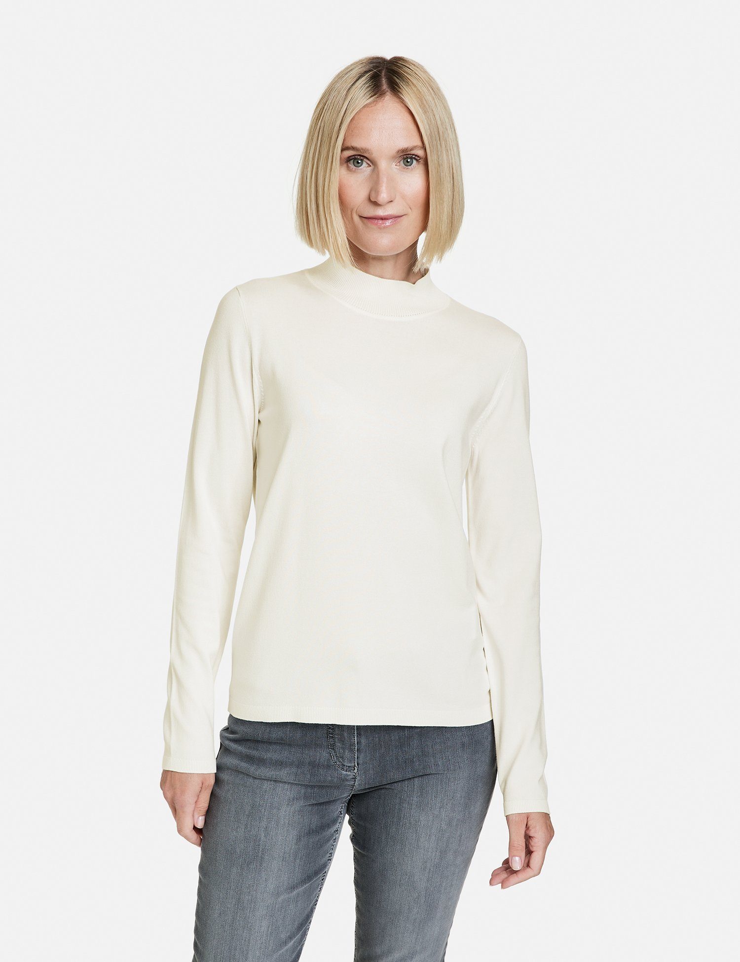 Feinstrick GERRY Pullover Rundhalspullover Turtleneck aus Off-white WEBER mit