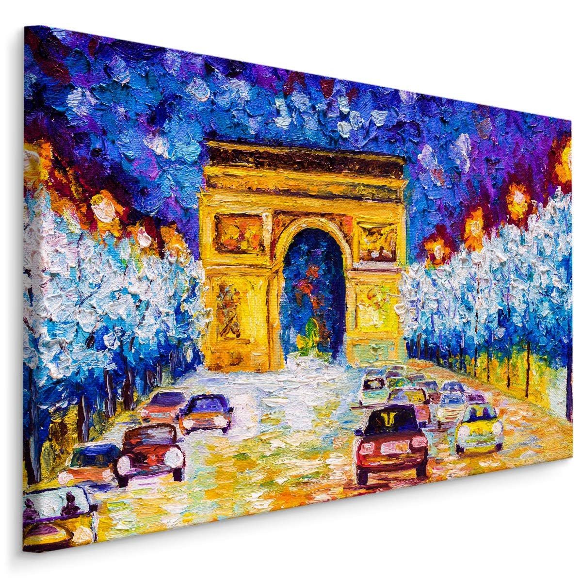 Muralo Leinwandbild Architektur – Leinwandbild Wandbild Kunstdruck Wohnzimmer, Gebäude (1 St), Paris – Stadt – Frankreich, 70 x 50 cm, aufhängefertig