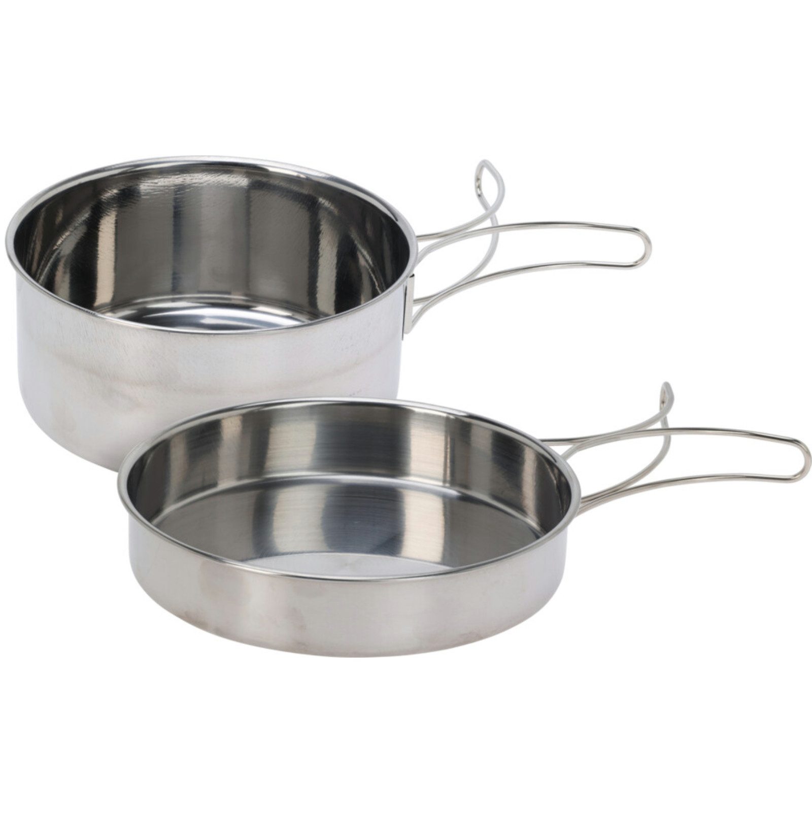 Koopman Kochtopf Campingtopf Klein Ø 15 cm Edelstahl Griff 2 er Set, Edelstahl (Set, 2-tlg., Packung), 2 Größen, Reiseformat, Klappbare Griffe, Topfset, Rostfrei