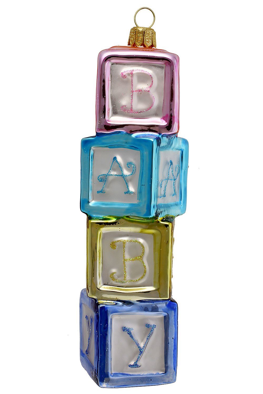 Hamburger Weihnachtskontor Christbaumschmuck Baby-Würfel, mundgeblasen - handdekoriert