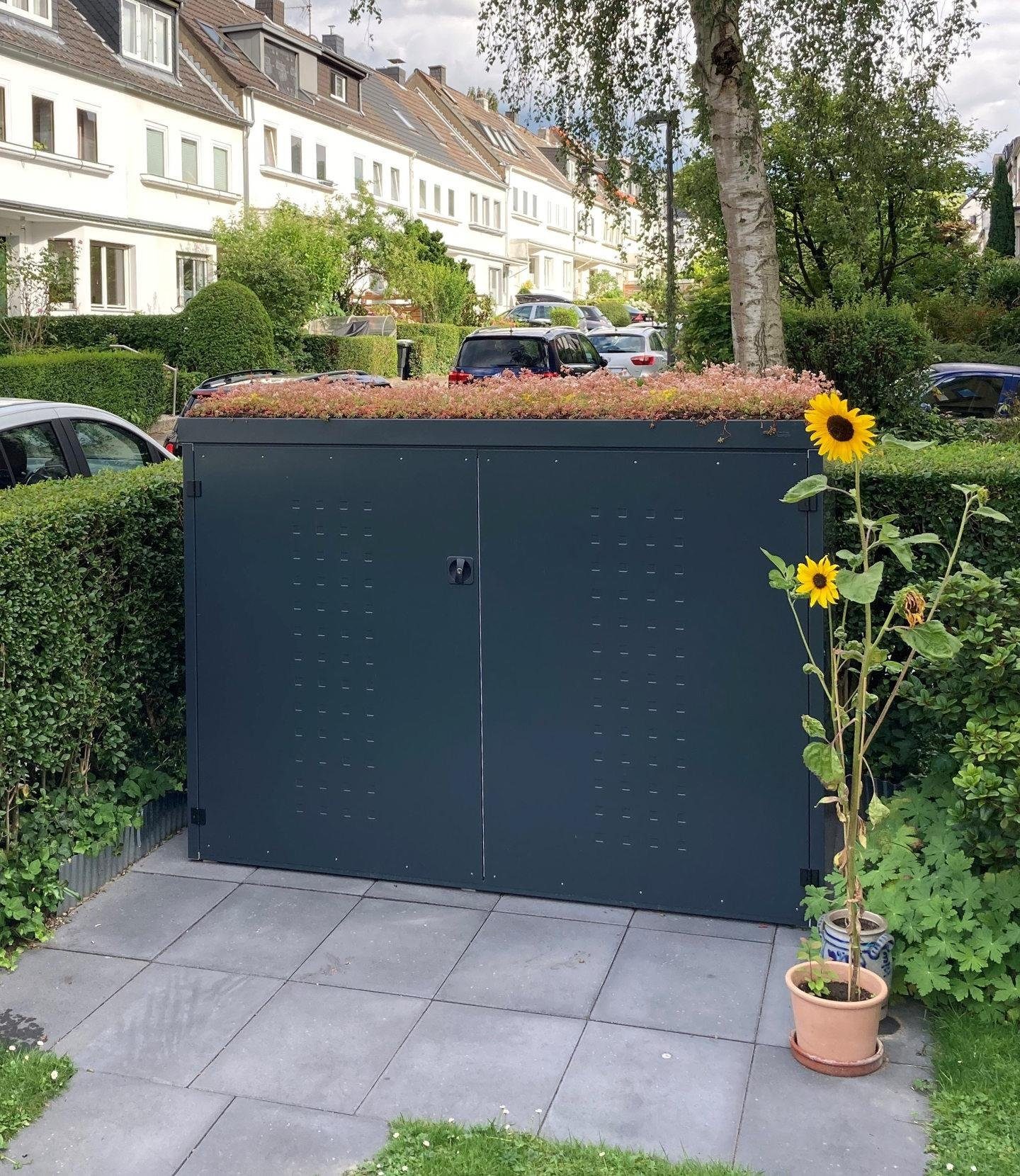 reinkedesign Fahrradbox Fahrradgarage Typ-FW, 3 Fahrräder, Pflanzenwanne, Aluminium Anthrazit