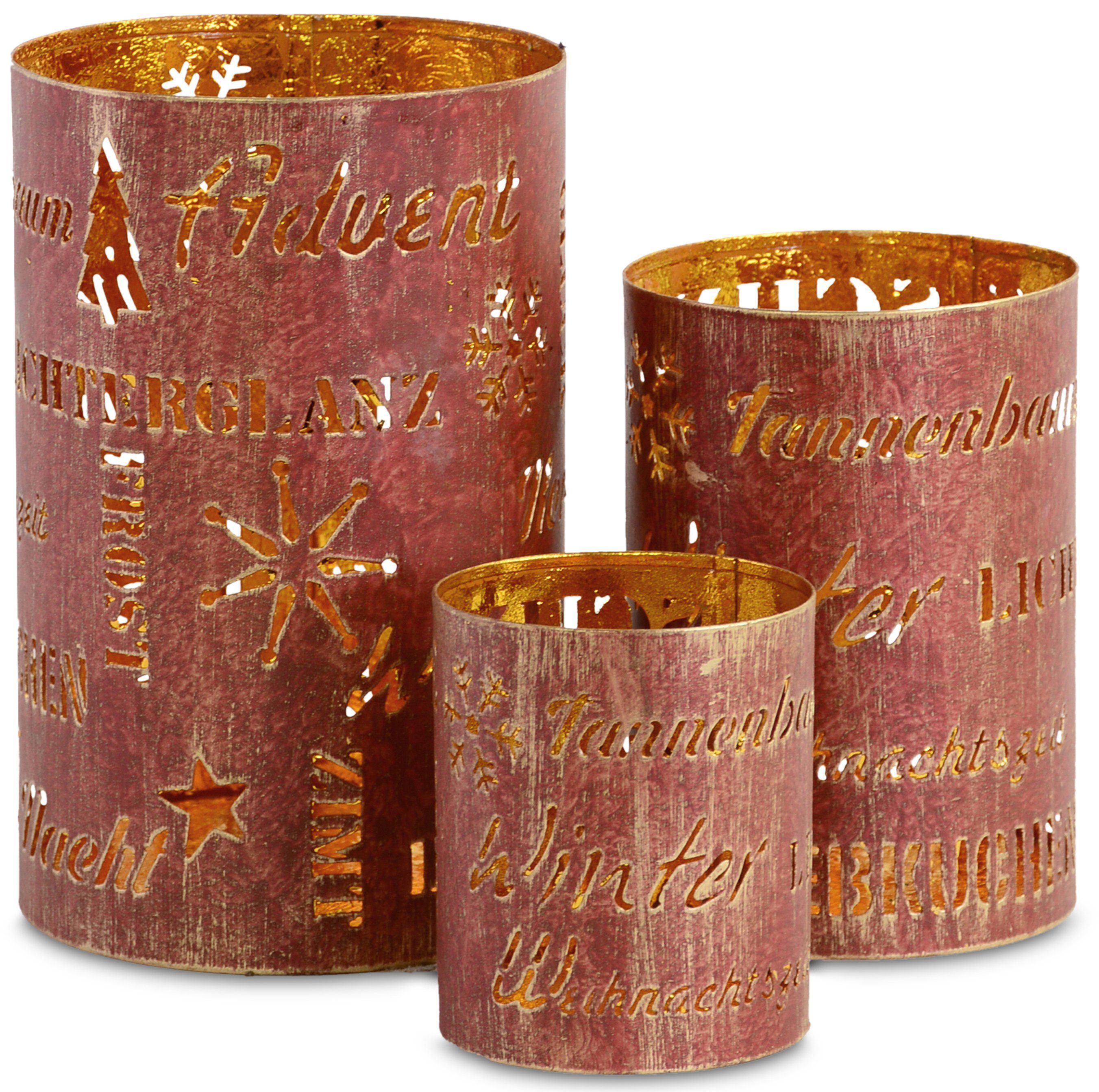 billig produzieren RIFFELMACHER & WEINBERGER Windlicht Weihnachtszeit, Weihnachtsdeko St), 3 mit Laterne Silberfarben Buchstaben, Motiv (Set, Ausstanzung 3-teilig