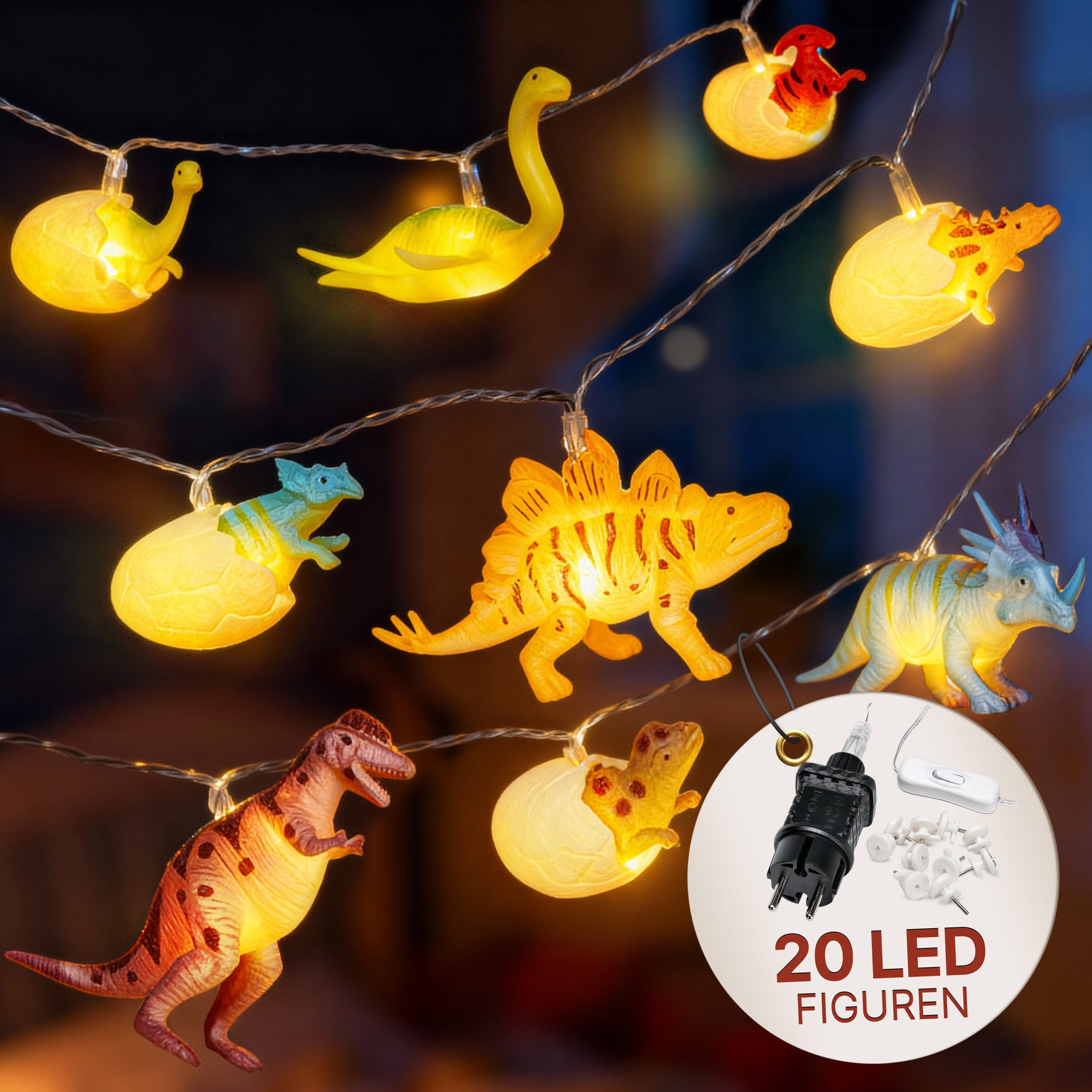 COZY HOME LED-Lichterkette Dino Lichterkette Batterie und Stecker -, 12 LED günstig online kaufen