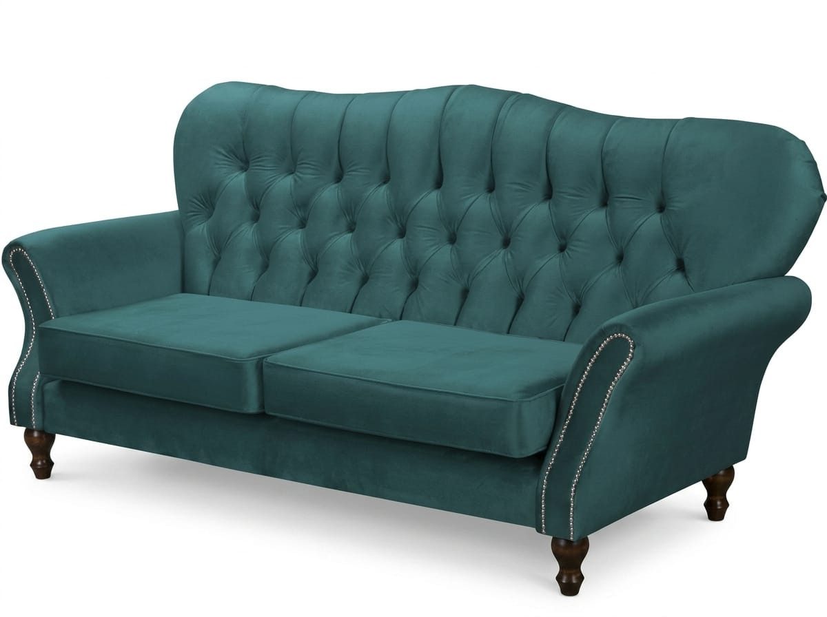 JVmoebel Chesterfield-Sofa Luxuriöses grünes 3-Sitzer-Sofa Stoffsofa hochwertige Polstermöbel, 1 Teile, Made in Europa