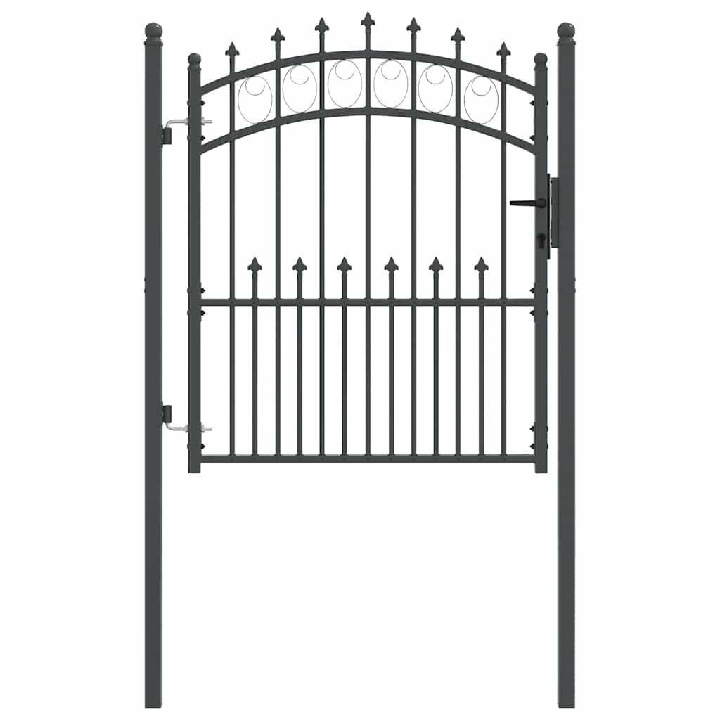 vidaXL Gartentor Zauntor mit Spitzen Grau 125 x 100 cm Pulverbeschichteter Stahl