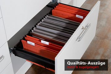 bümö Aktenschrank office Hängeregister Kombi - 2 Schübe Dekor: Buche/Silber - Griffe: Relinggriff (Kunststoff)