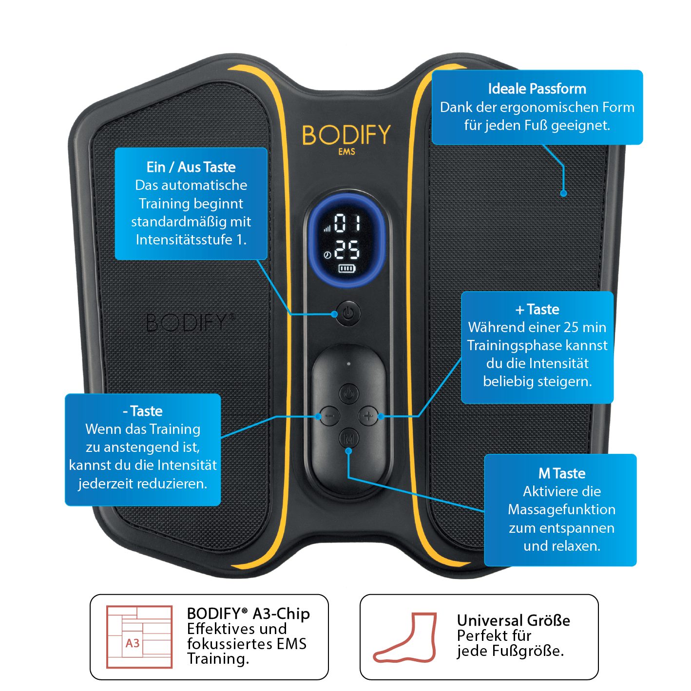 BODIFY EMS-Fußmassage-Gerät Pro - Gezielte Stimulation der Fuß- & Unterschenkelmuskulatur
