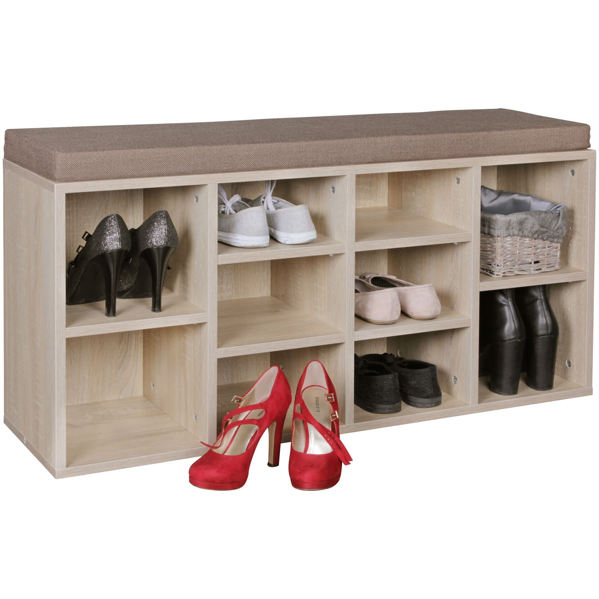 Wohnling Schuhbank »WL5.187«, Schuhbank mit Sitzauflage sonoma Flurbank