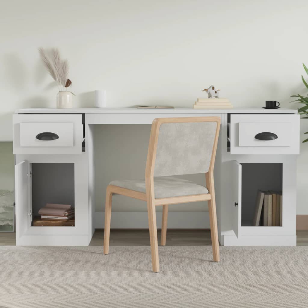 Weiß Weiß Weiß Holzwerkstoff | vidaXL Schreibtisch Stauraum Schreibtisch mit