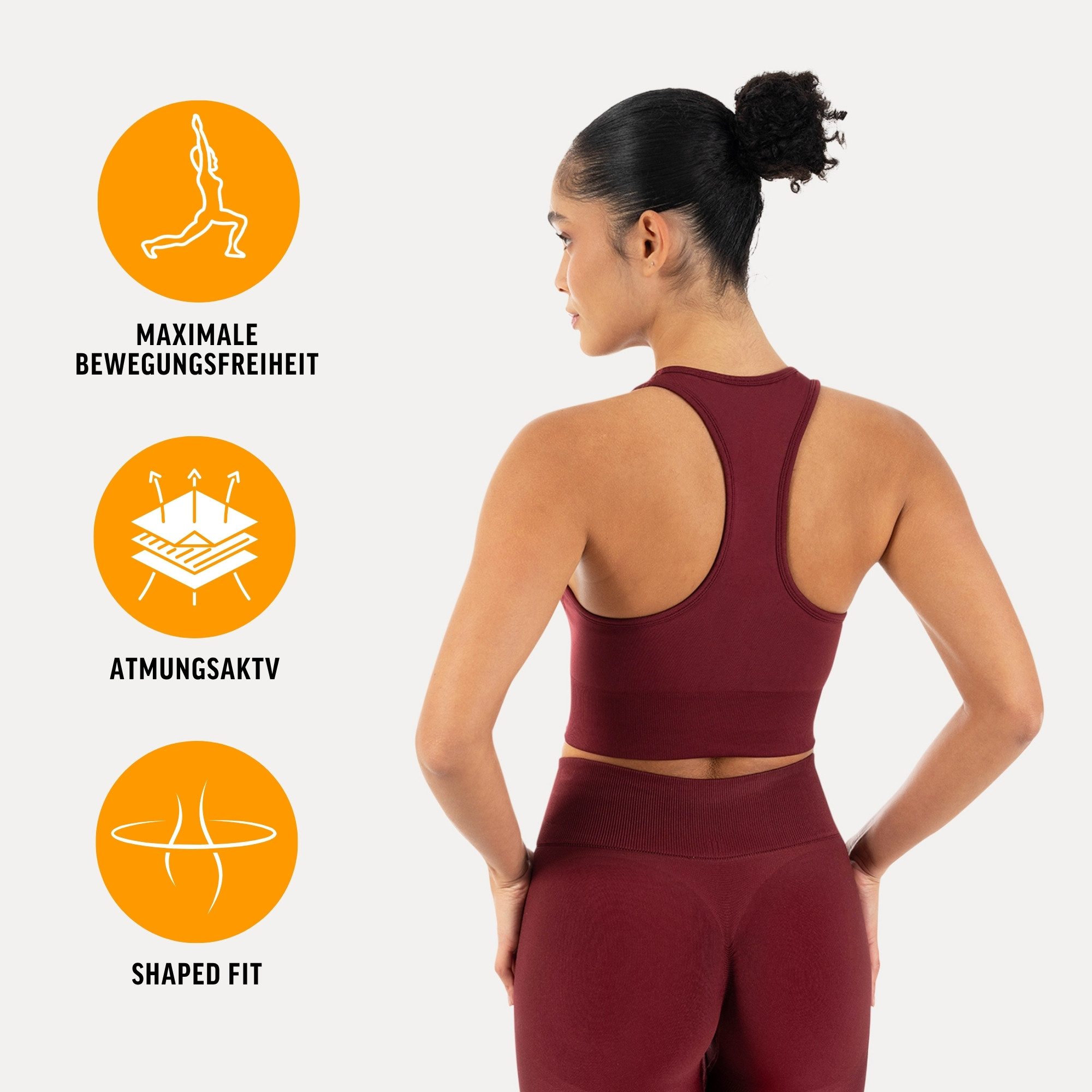 Smilodox Sport-BH Vonda, Sport Top Damen, Gym-BH für Workouts,Training & Yoga V-Ausschnitt, Seamless, Shaped Fit, Support-Bund, elastisch