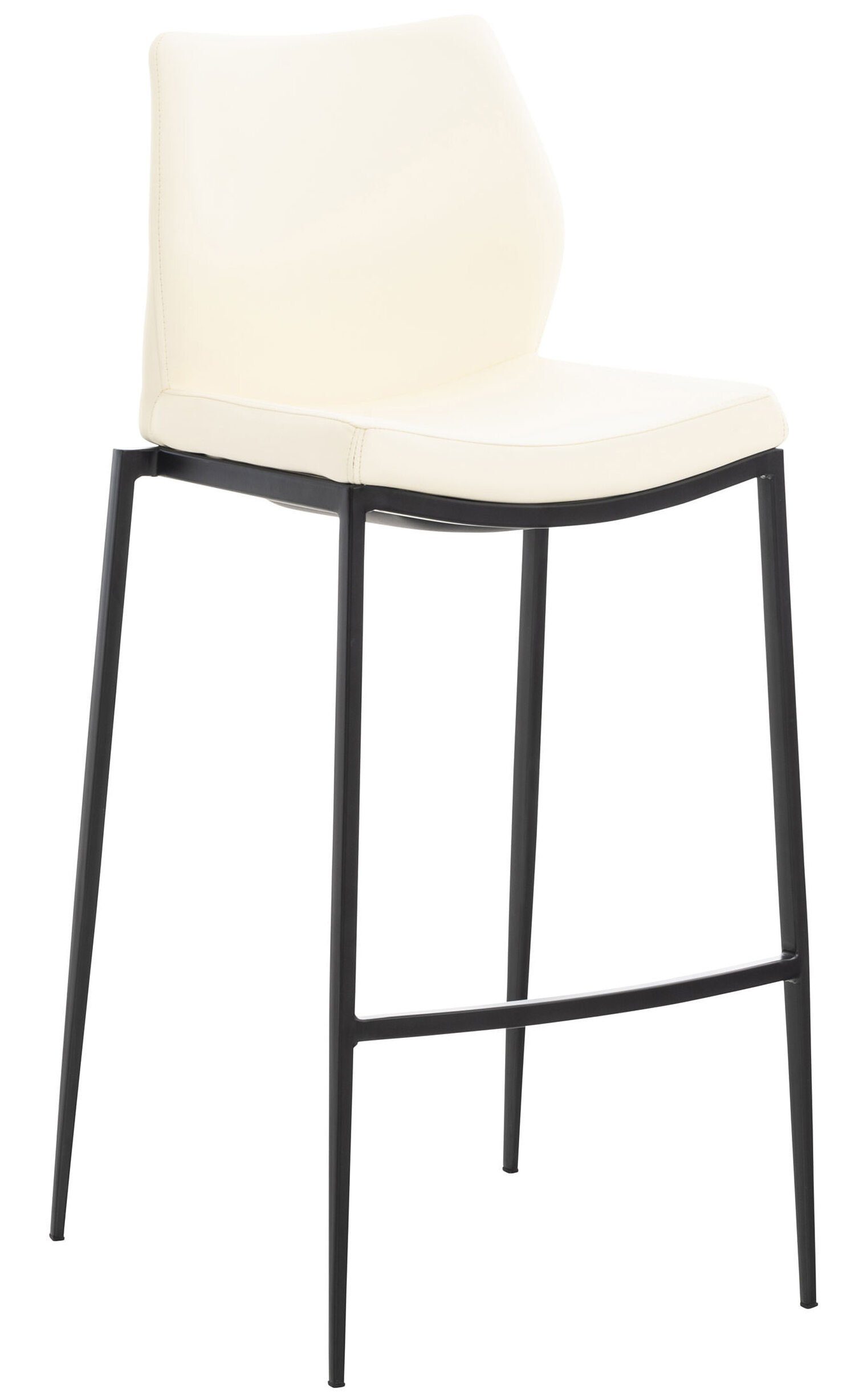 TPFLiving Barhocker Matheo mit bequemer Rückenlehne und angenehmer Fußstütze (Barstuhl Hocker für Theke & Küche - Tresenhocker), 4-Fuß Gestell Metall schwarz - Sitzfläche: Kunstleder Creme