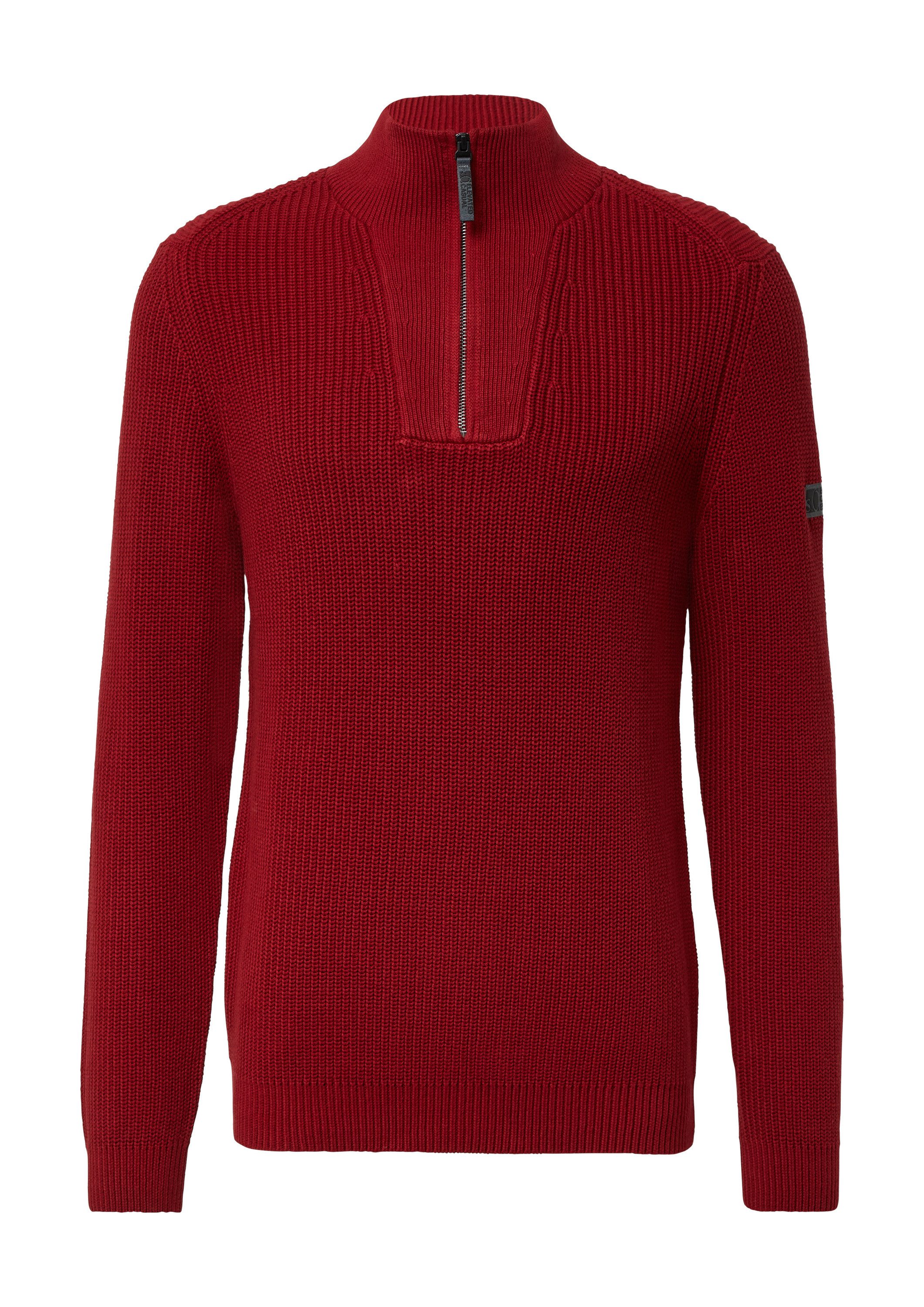 s.Oliver T-Shirt Strickpullover Pullover mit Troyer-Kragen und Strickmuster