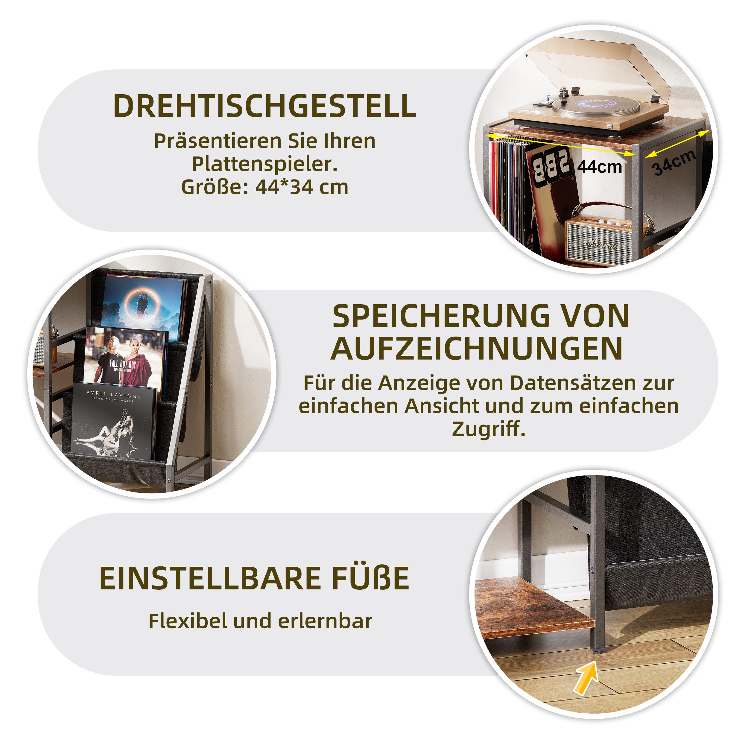 TWSOUL Plattenständer Multifunktionaler Plattenständer, Plattenspielerständer