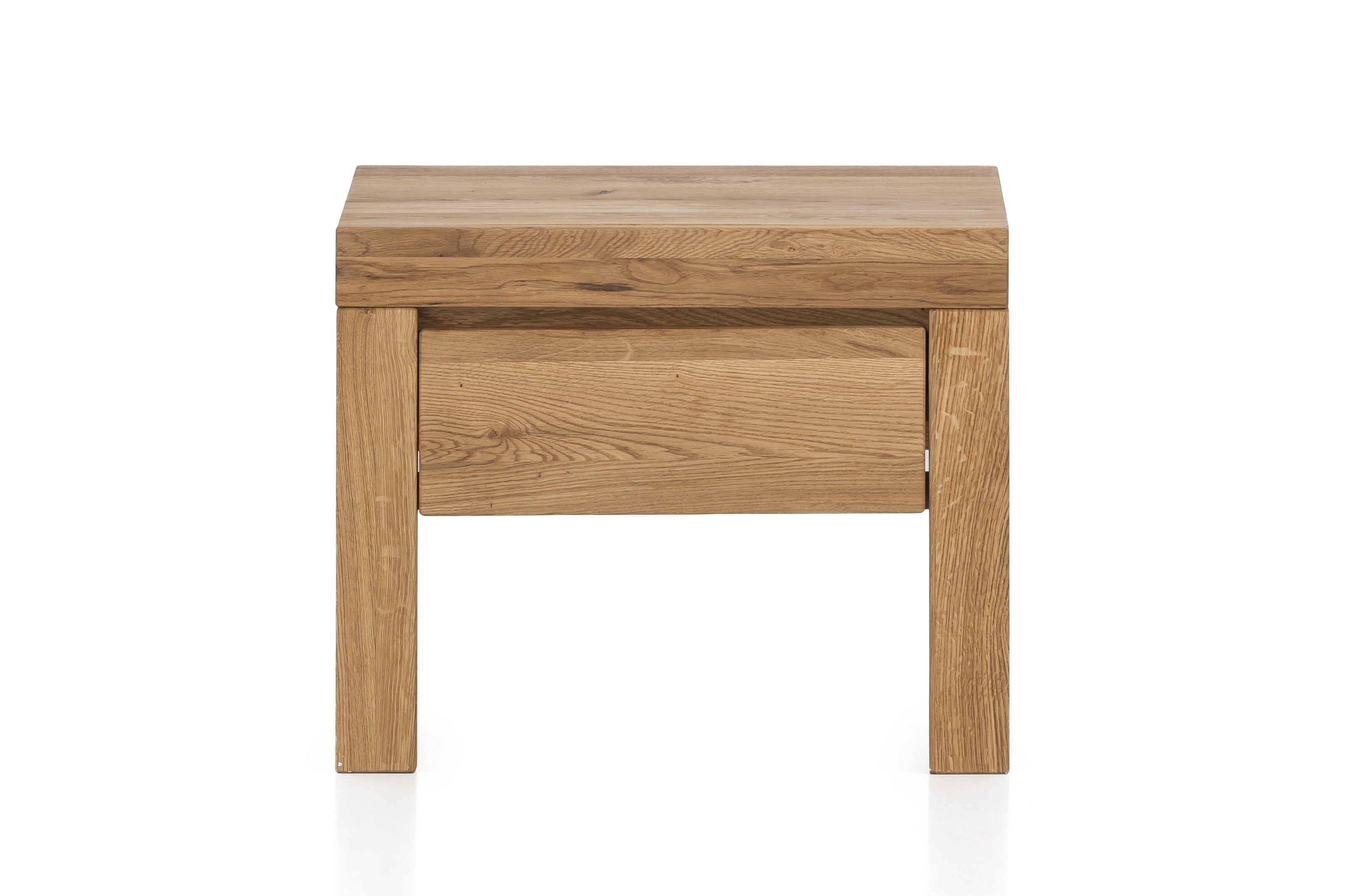 ELFO Nachtkonsole aus Massivholz in Eiche rustikal mit einer Schublade (BxHxT: 50x41x37 cm)