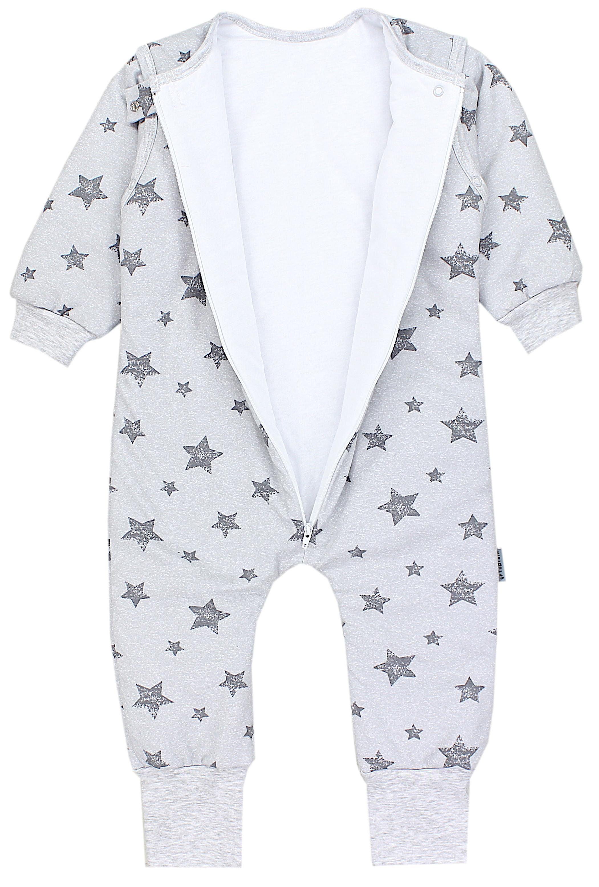 und Babyschlafsack Beinen OEKO-TEX TupTam Grau Ärmel mit Winter Sterne Unisex zertifiziert