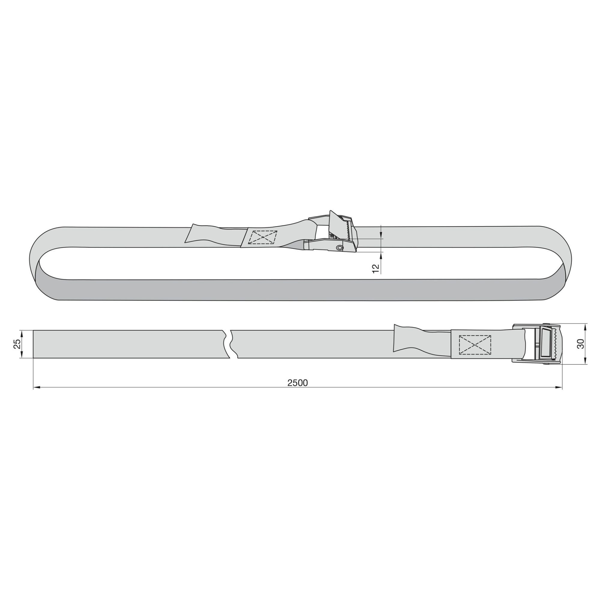 BASI Spanngurt Zurrgurt mit Klemmschloss (Spar-Set, 5-tlg), Schnellverschluss, 100 kg, Gurt 2,5 x 250 cm, TÜV-GS geprüft, 10 Stück