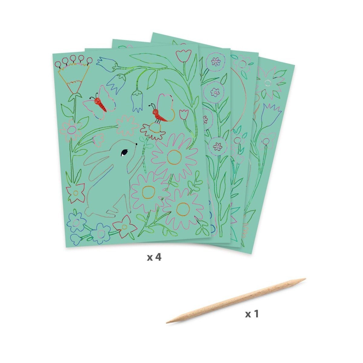 DJECO Kreativset Kratzbilder: Begegnungen Natur und Tiere