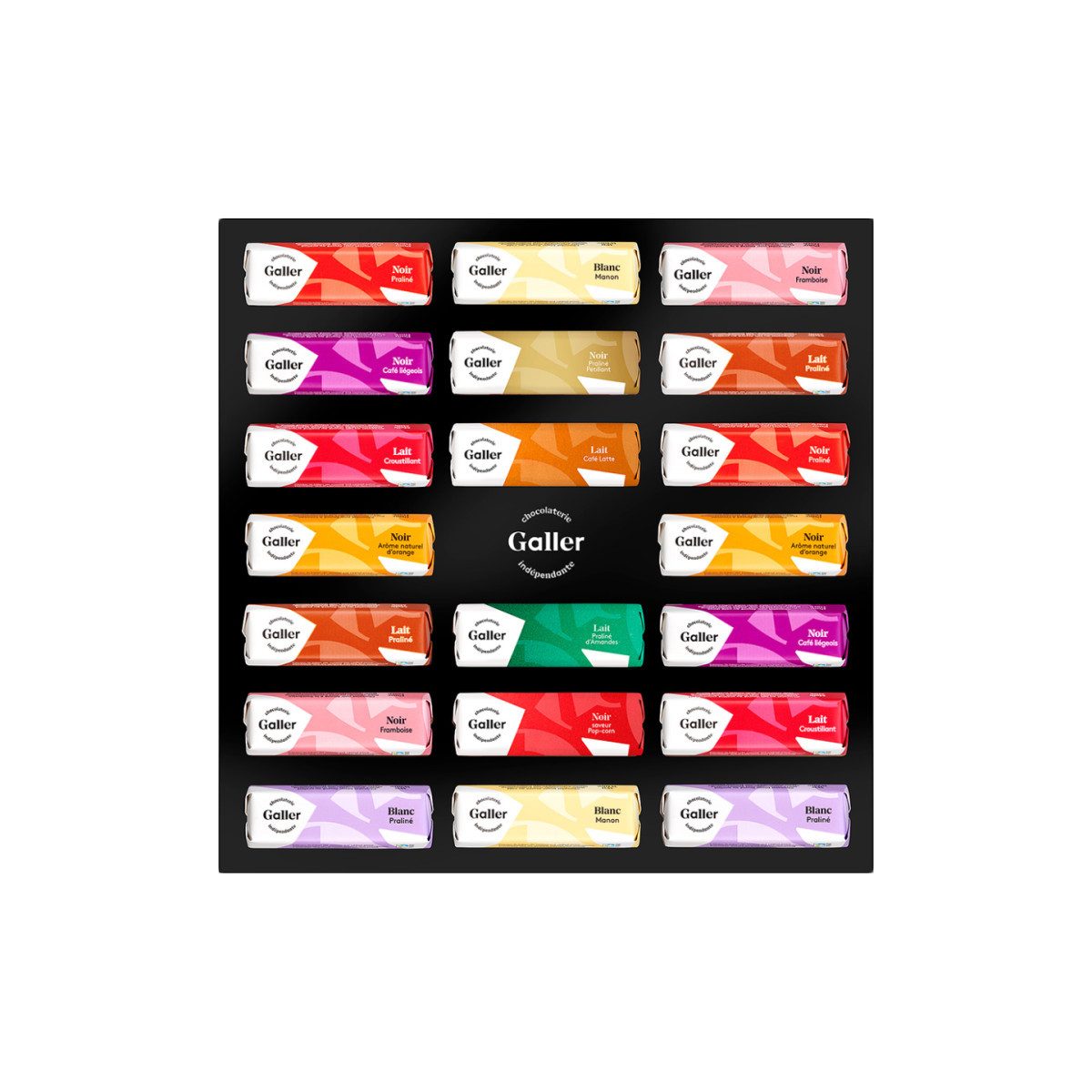 Galler Schokolade Geschenkbox mit Schokoladenriegeln Galler Mini Batons, 20 Stk.