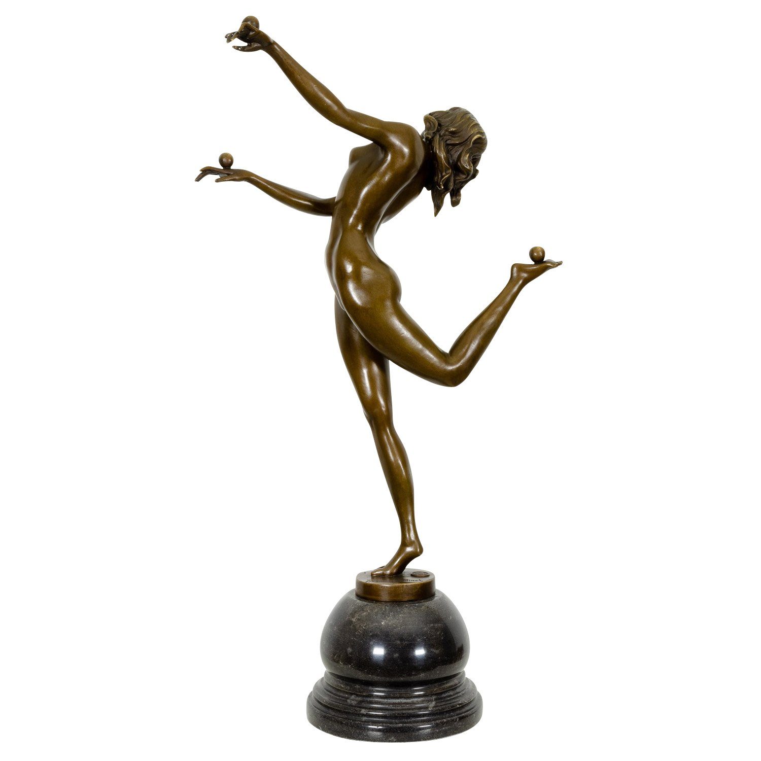 Aubaho Skulptur Bronzeskulptur Antik-Stil 54cm Akrobatin Figur im Frau Statue Bronze