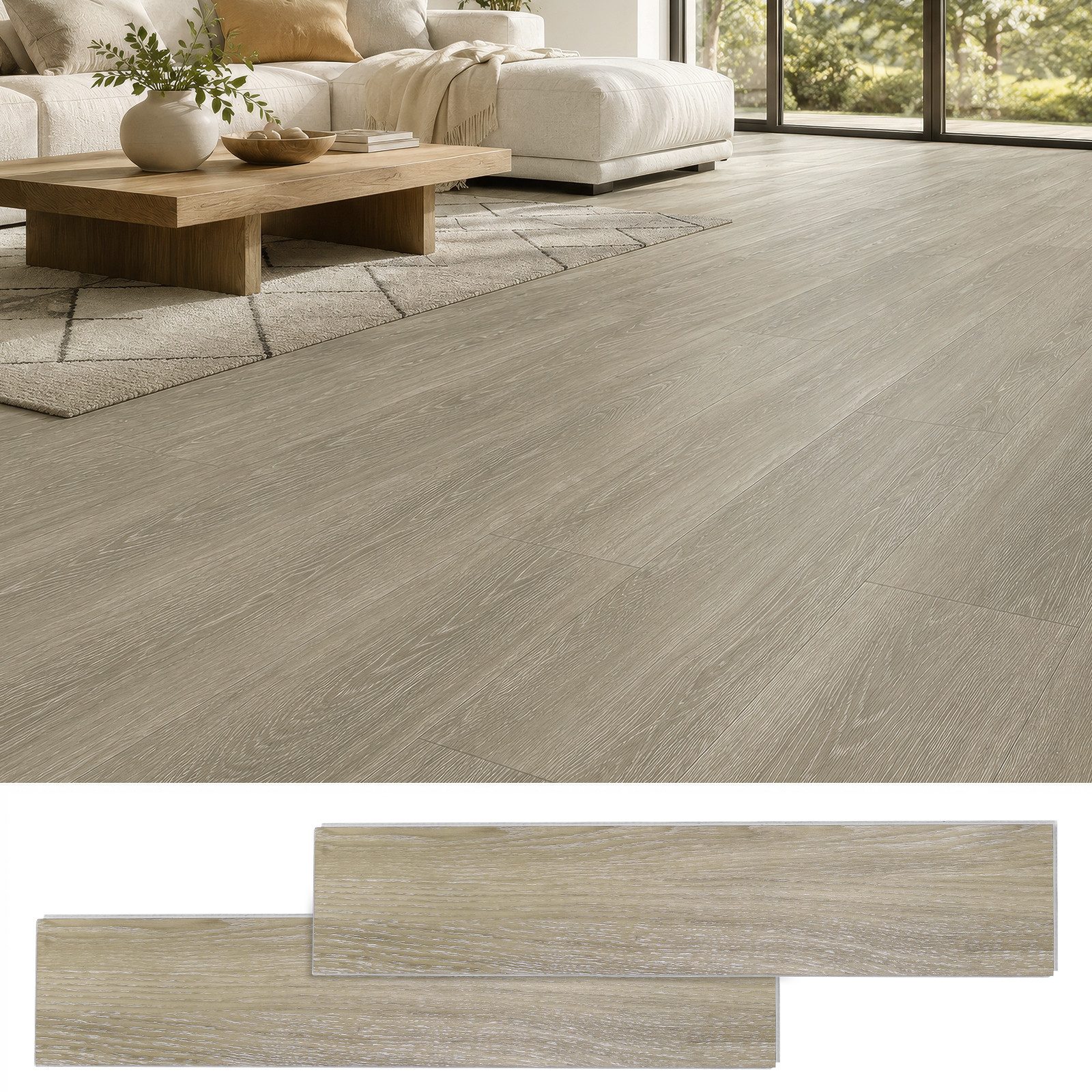 LEMLIT Vinylboden Klick Hartvinylboden Rigid SPC Landhausdiele Holzoptik - Klick-Vinyl, fast auf jeder Oberfläche anwendbar, 18 Stück, 1,47 m² - 18 Dielen, Klick Vinylboden Bodenfliesen mit Klicksystem 1.47m ² (18er Fliesen)