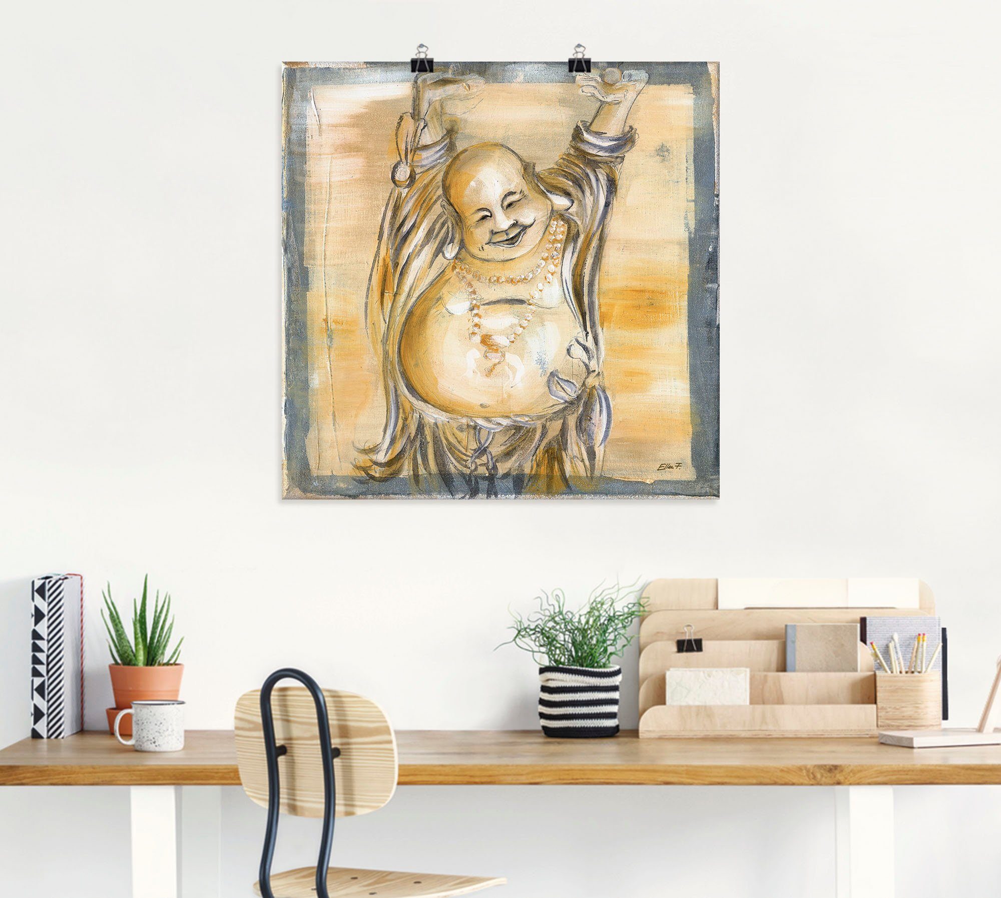 Artland Wandbild Fröhlicher Buddha II, Religion (1 St), als Leinwandbild, Poster in verschied. Größen