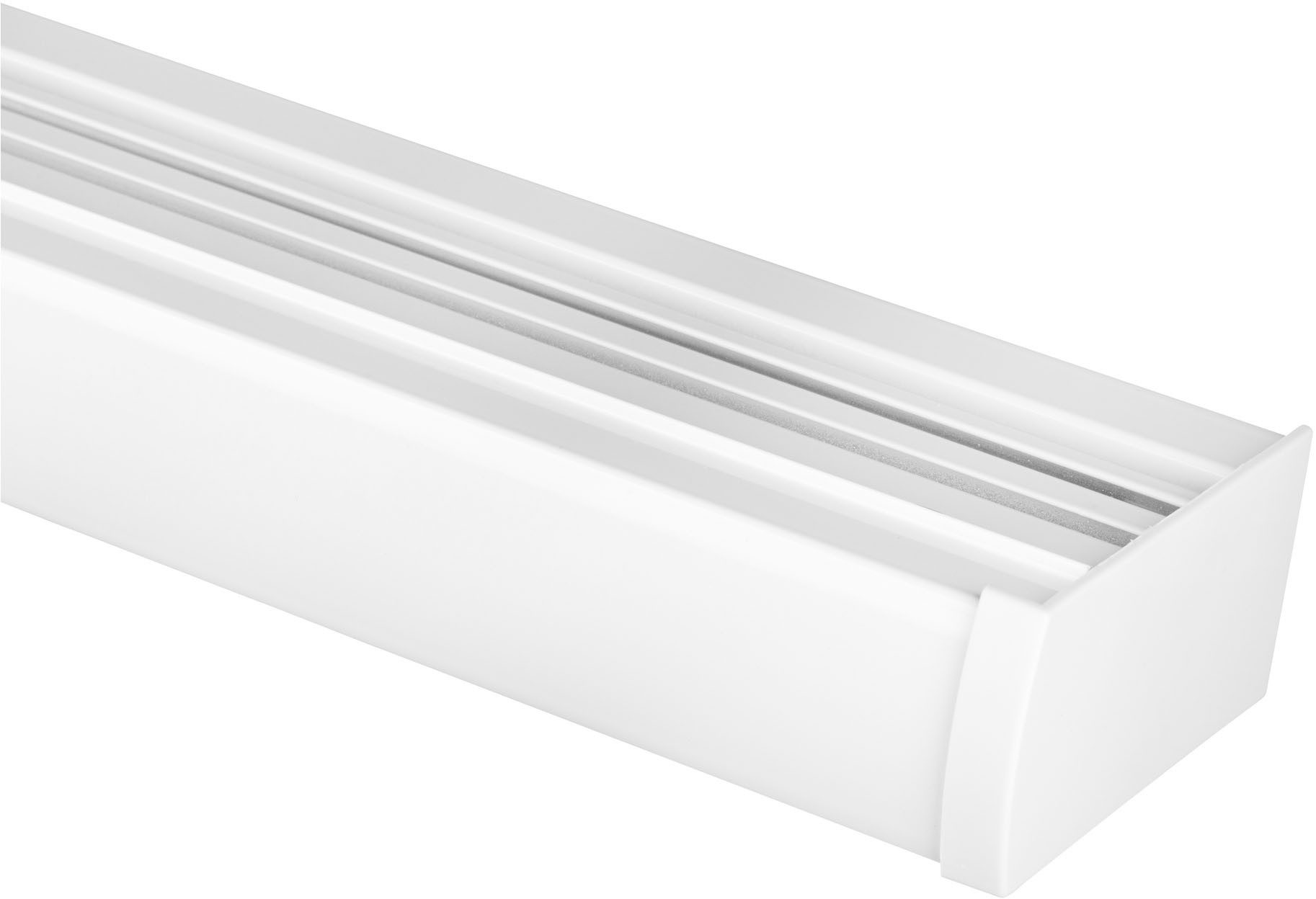 SN DECO GROUP Gardinenschiene Objektschiene EVO-M 2-läufig mit integrierter Blende, 2-läufig, Fixmaß, mit Bohren, verschraubt, Aluminium