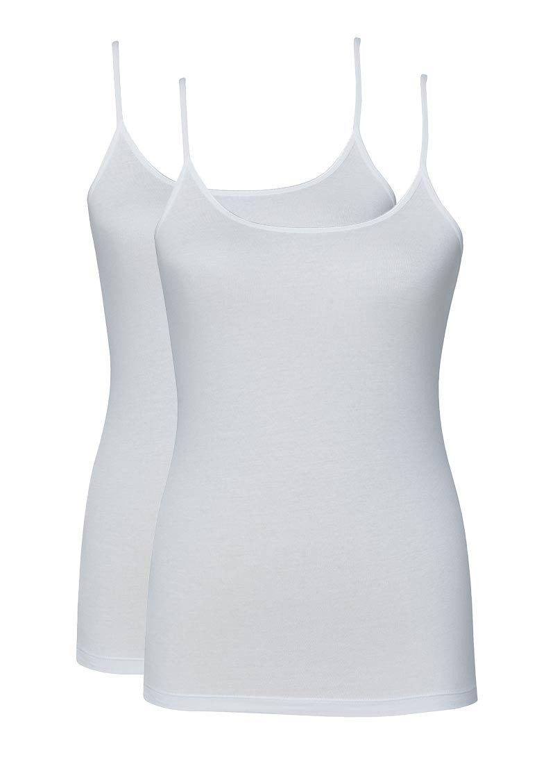 BlackSpade Tanktop Damen Top mit dünnen Trägern 2er-Pack - Weiß