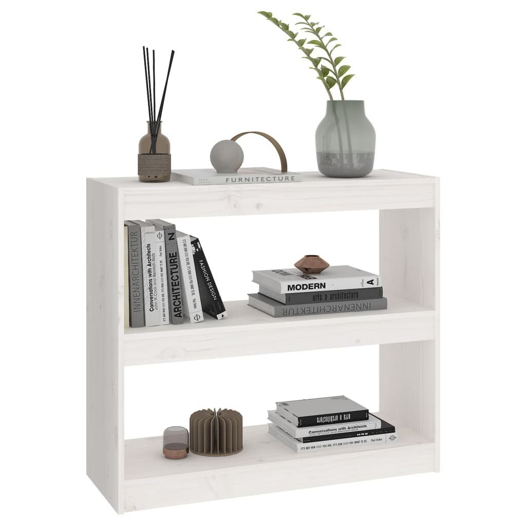 cm furnicato Bücherregal Massivholz Weiß Kiefer Raumteiler 80x30x71,5