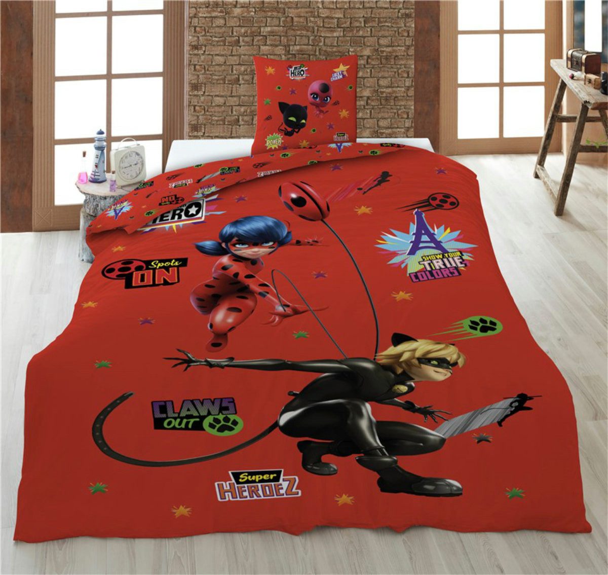 Miraculous - Ladybug Bettwäsche Miraculous Ladybug Cat Noir Bettwäsche Kinderbettwäsche Set, 2 teilig, Deckenbezug 135/140x200 cm Kissenbezug 65x65 cm