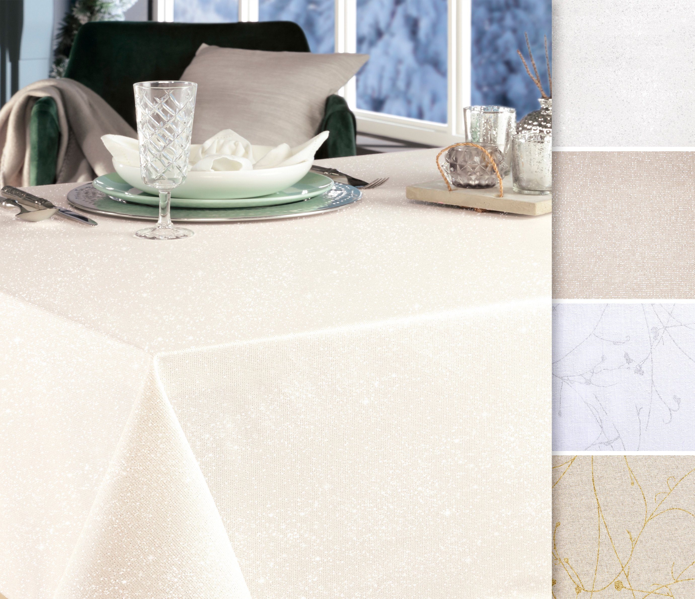 Beautex Tischdecke Baumwolle Tischdecke mit Fleckenschutz, mit Glanz-Lurex günstig online kaufen
