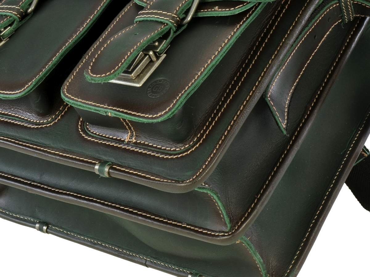 Greenburry Schultasche, rustikal grün und Businesstasche, Aktentasche für Damen, Herren Buffalo,
