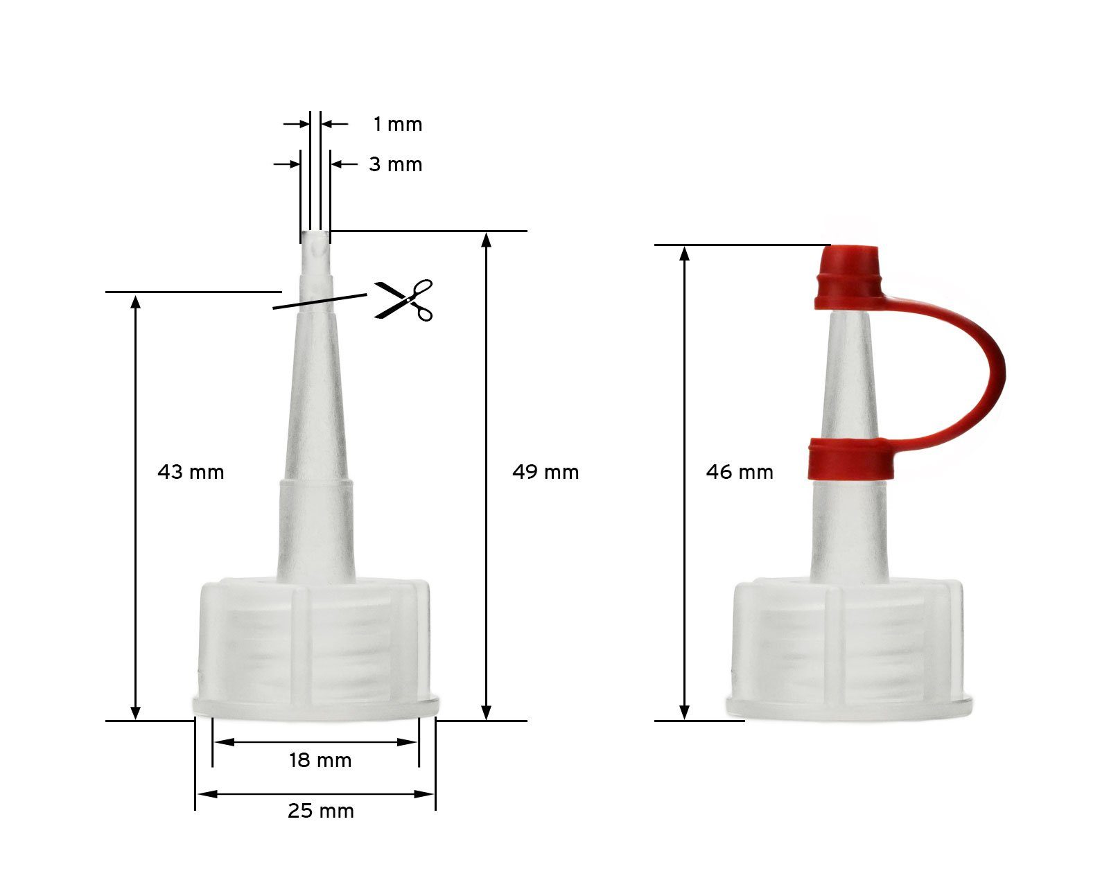 OCTOPUS (10 aus 50ml rotes Tropfverschluss, Kanister 10 G18, St) LDPE, Plastikflaschen natur,