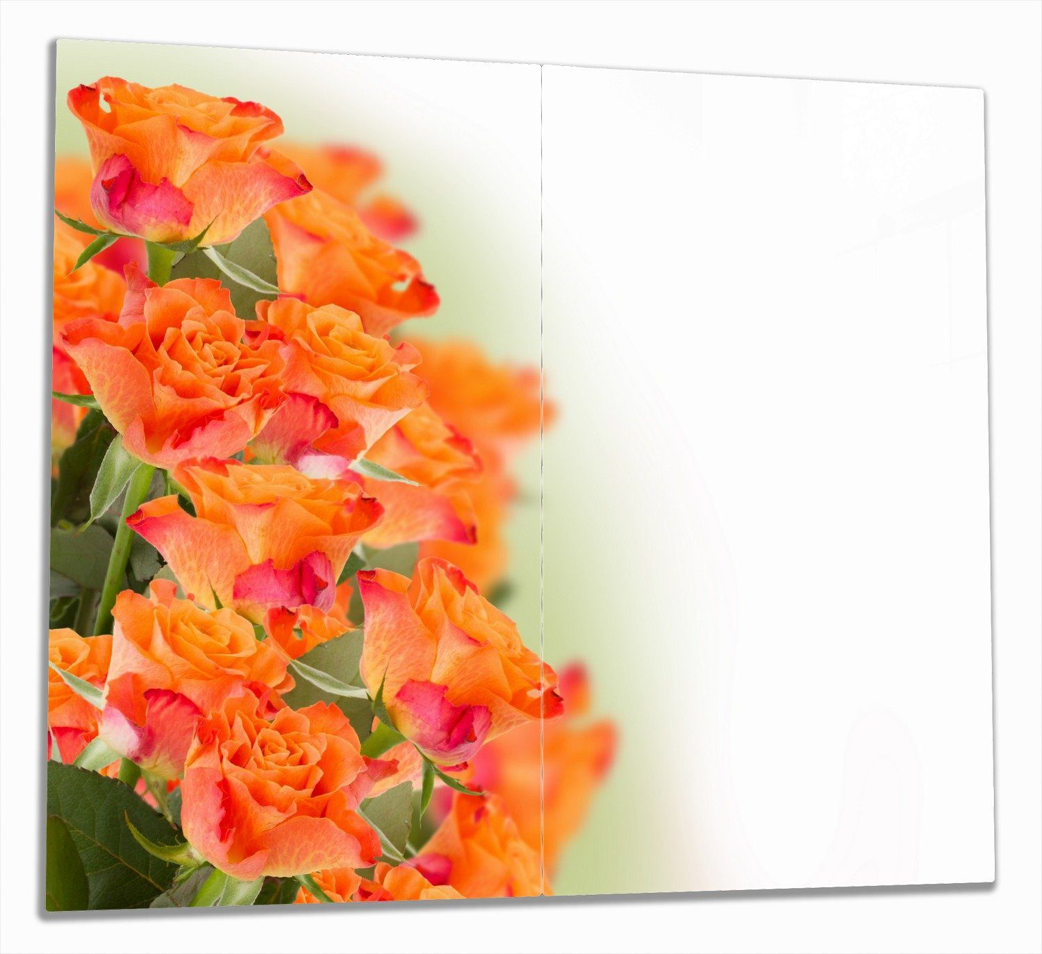 Wallario Herd-Abdeckplatte Orangene Rosenblüten im Strauß, ESG-Sicherheitsglas, (Glasplatte, 2 tlg., inkl. 5mm Noppen), verschiedene Größen